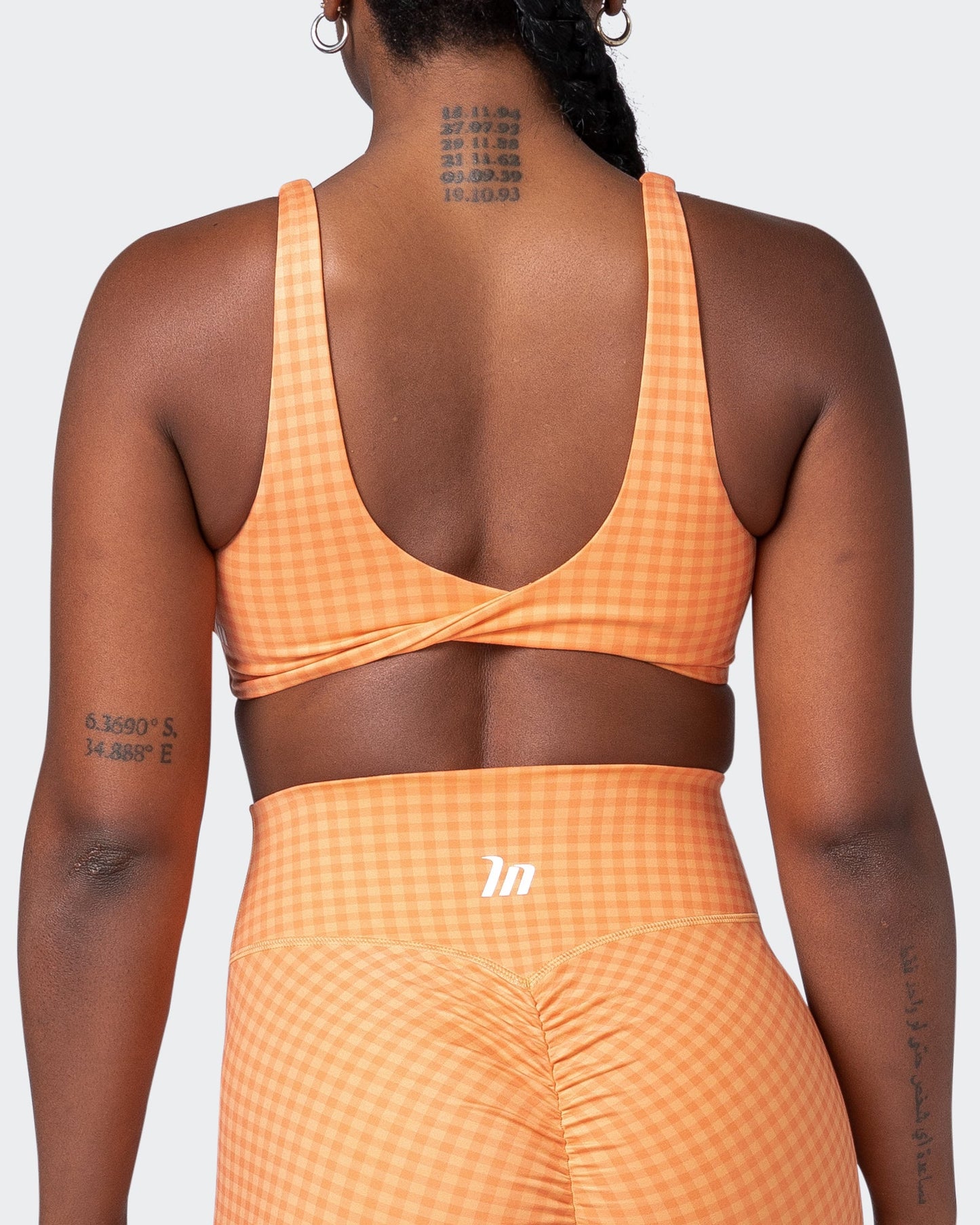 Demi Bralette - Peaches And Cream Check Print-Bralettes-XS-092204PEACRCHP-XS-MNAPPRL20788-7-Muscle Nation