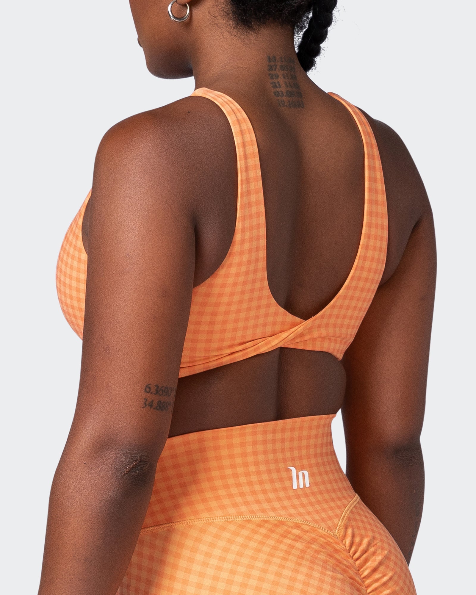 Demi Bralette - Peaches And Cream Check Print-Bralettes-XS-092204PEACRCHP-XS-MNAPPRL20788-6-Muscle Nation