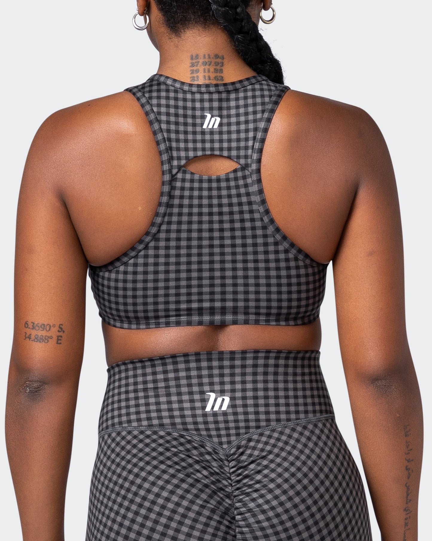 All Rounder Bra - Monochrome Check Print-Sports Bras-XS-092207MONCHPR-XS-MNAPPRL20908-6-Muscle Nation