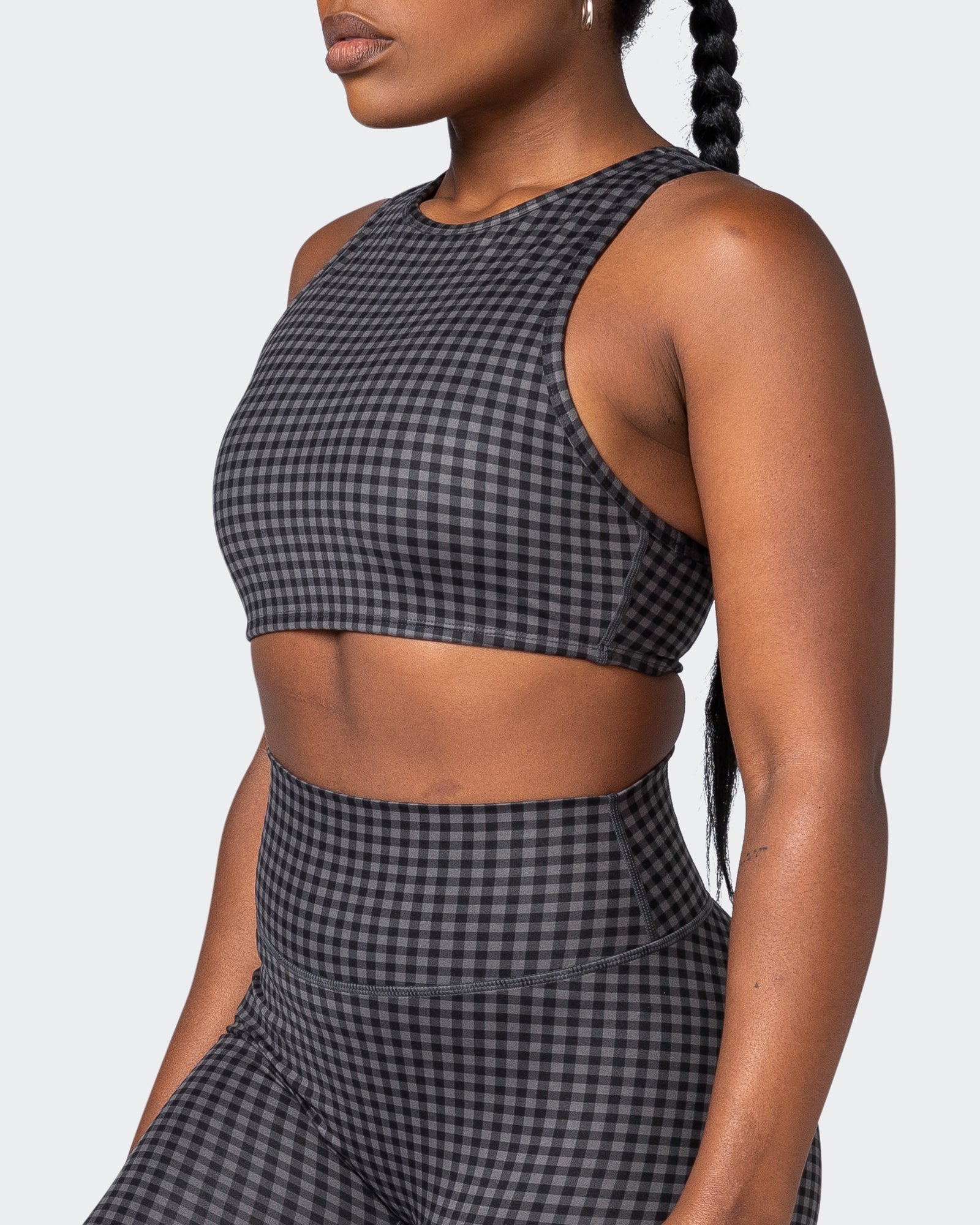 All Rounder Bra - Monochrome Check Print-Sports Bras-XS-092207MONCHPR-XS-MNAPPRL20908-3-Muscle Nation