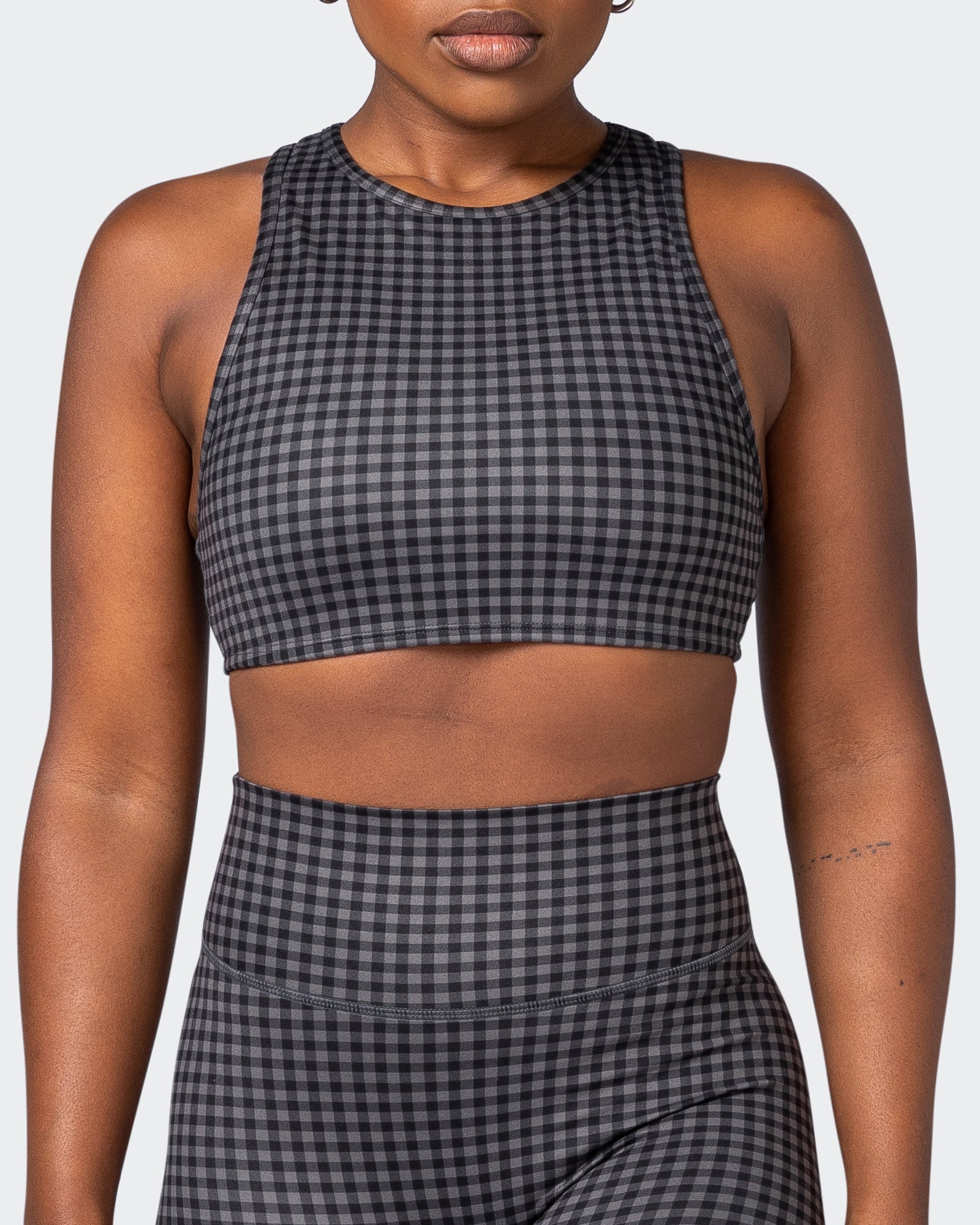 All Rounder Bra - Monochrome Check Print-Sports Bras-XS-092207MONCHPR-XS-MNAPPRL20908-2-Muscle Nation