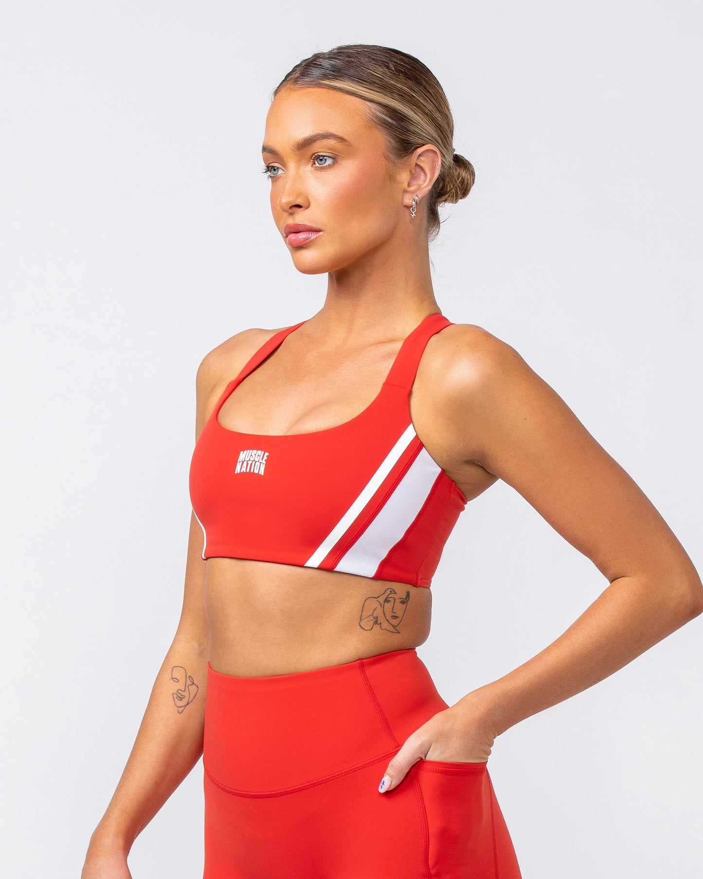 Precision Bra - Crimson / White-Sports Bras-XXS-082418CRIWHT-XXS-MNAPPRL32097-4-Muscle Nation