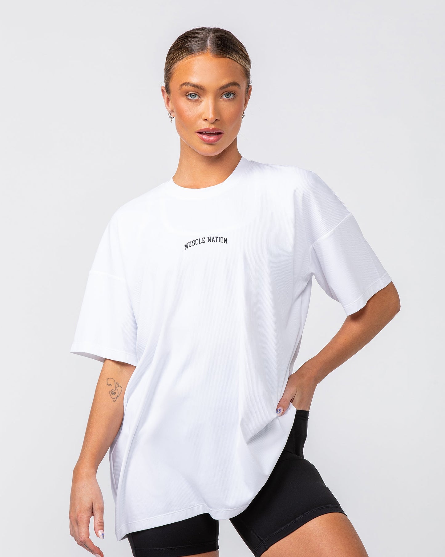 Relaxed Rib Training Tee - White-T-Shirts-XXS-082424WHT-XXS-MNAPPRL32271-1-Muscle Nation