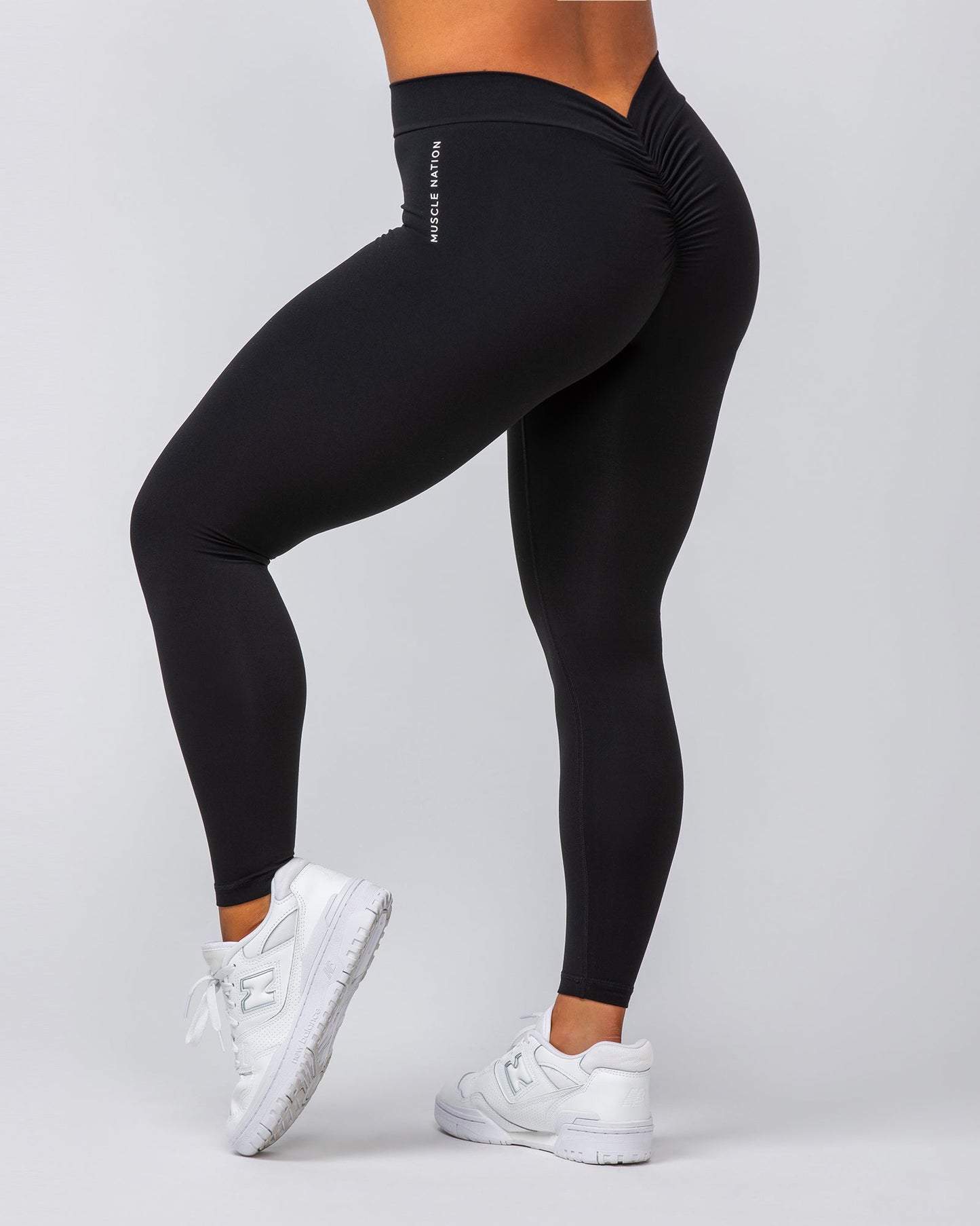 Deep Scrunch Ankle Length Leggings - Black-Leggings-XXS-082421BLK-XXS-MNAPPRL32199-5-Muscle Nation