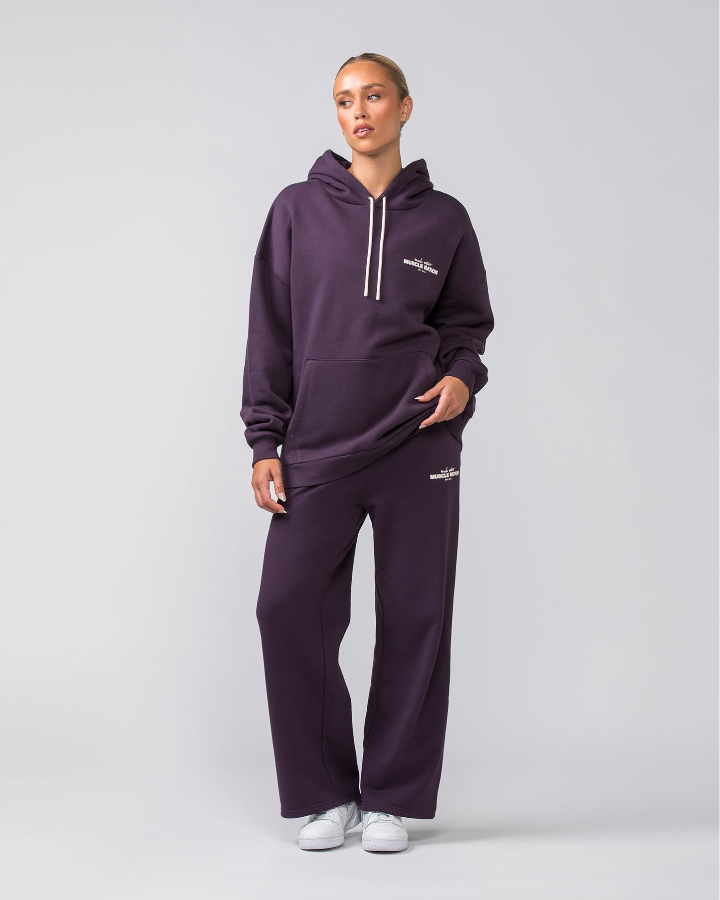 Timeless Wide Leg Trackies - Midnight Plum-Bottoms-XXS-022455MIDNTPL-XXS-MNAPPRL31086-5-Muscle Nation