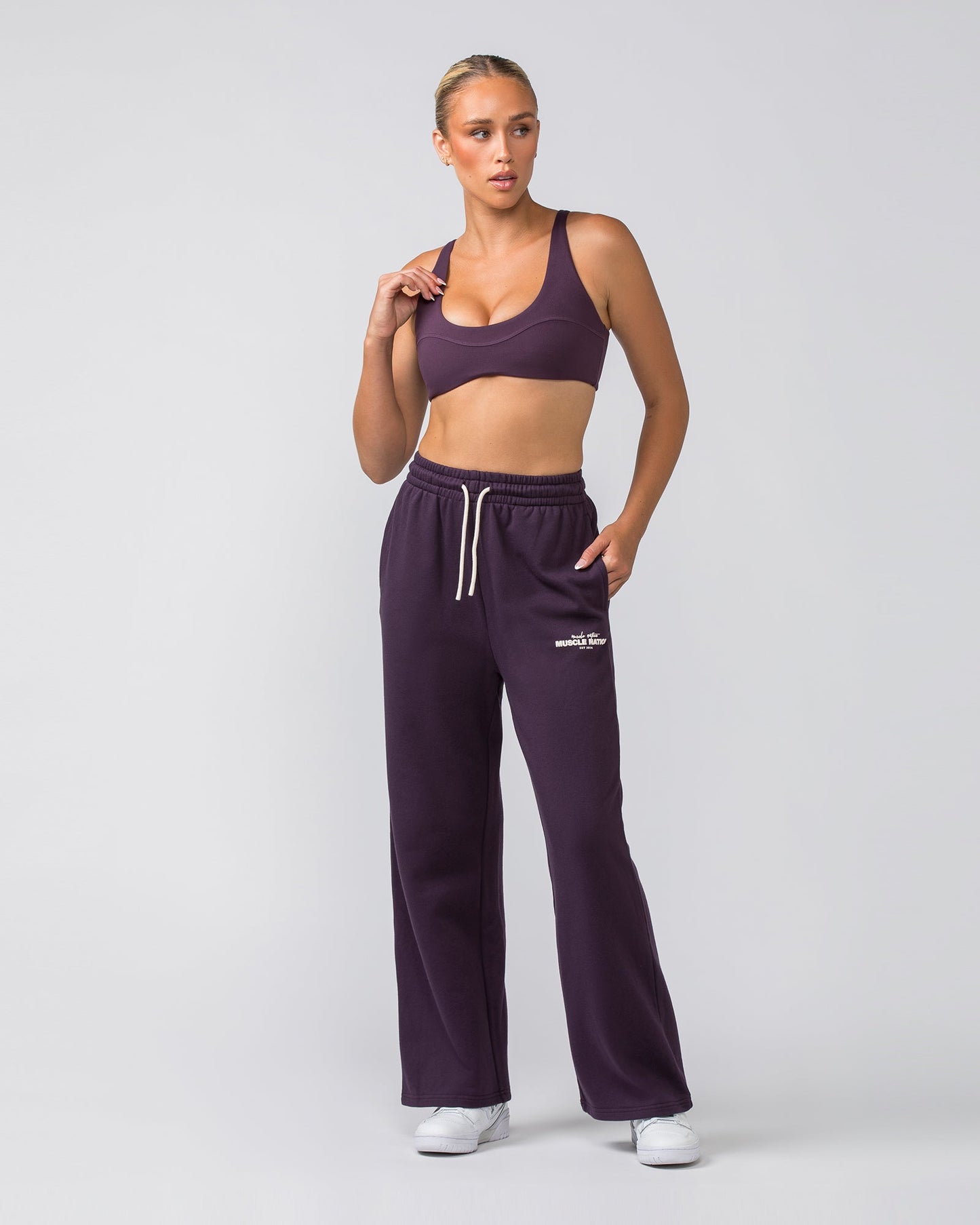 Timeless Wide Leg Trackies - Midnight Plum-Bottoms-XXS-022455MIDNTPL-XXS-MNAPPRL31086-6-Muscle Nation