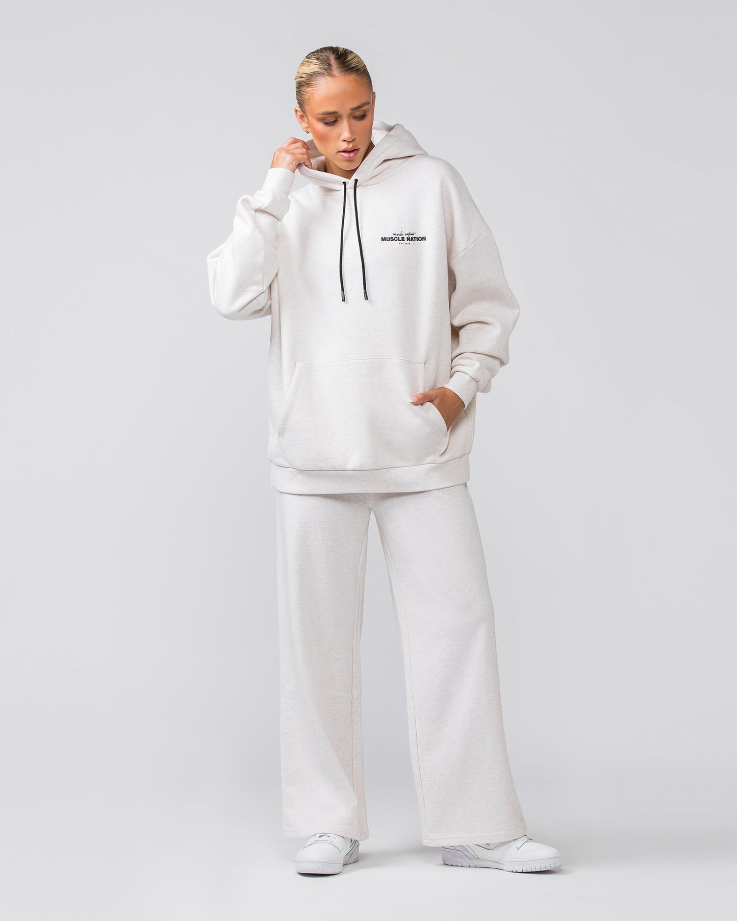 Timeless Wide Leg Trackies - Dew Marl-Bottoms-XXS-022455DEWMRL-XXS-MNAPPRL31077-5-Muscle Nation