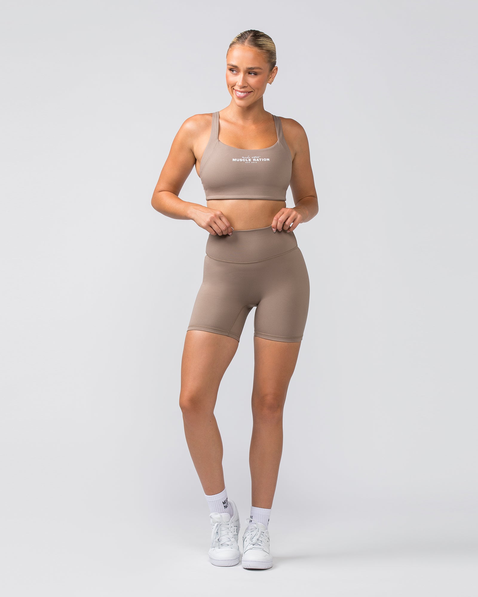 Zero Rise Everyday Bike Shorts - Mushroom-Shorts-XXS-022451MUSHRM-XXS-MNAPPRL29553-5-Muscle Nation