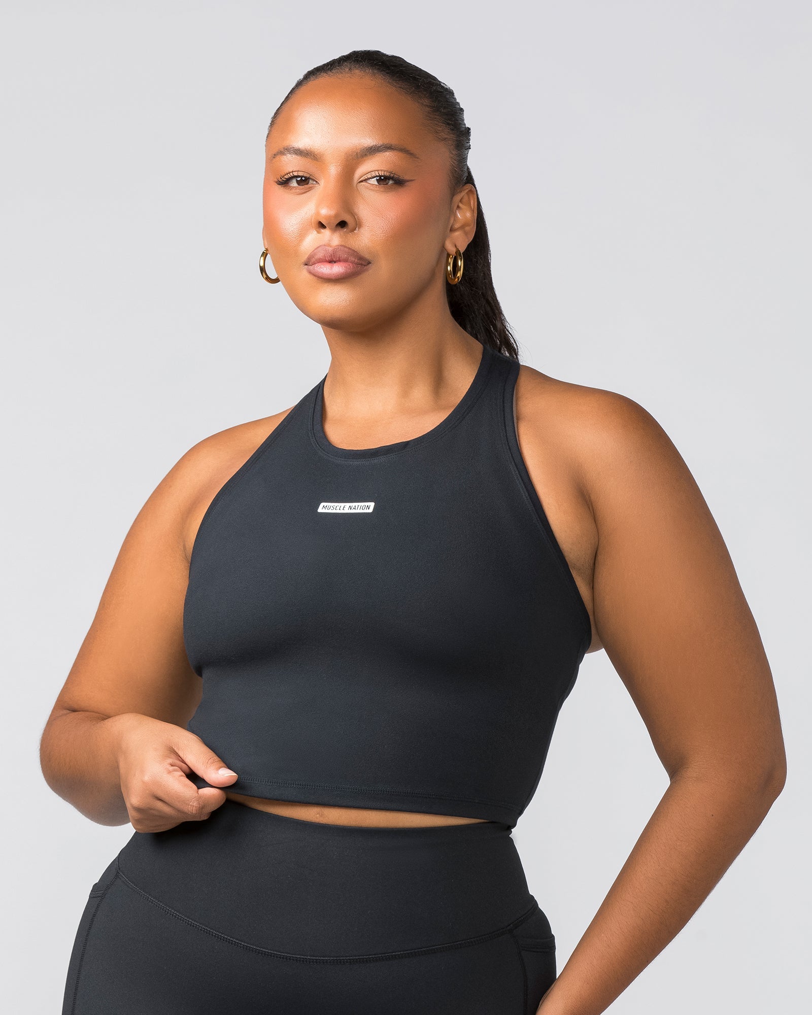 Staple Cropped Tank - Black-Singlets & Tanks-XXS-022456BLK-XXS-MNAPPRL29589-2-Muscle Nation
