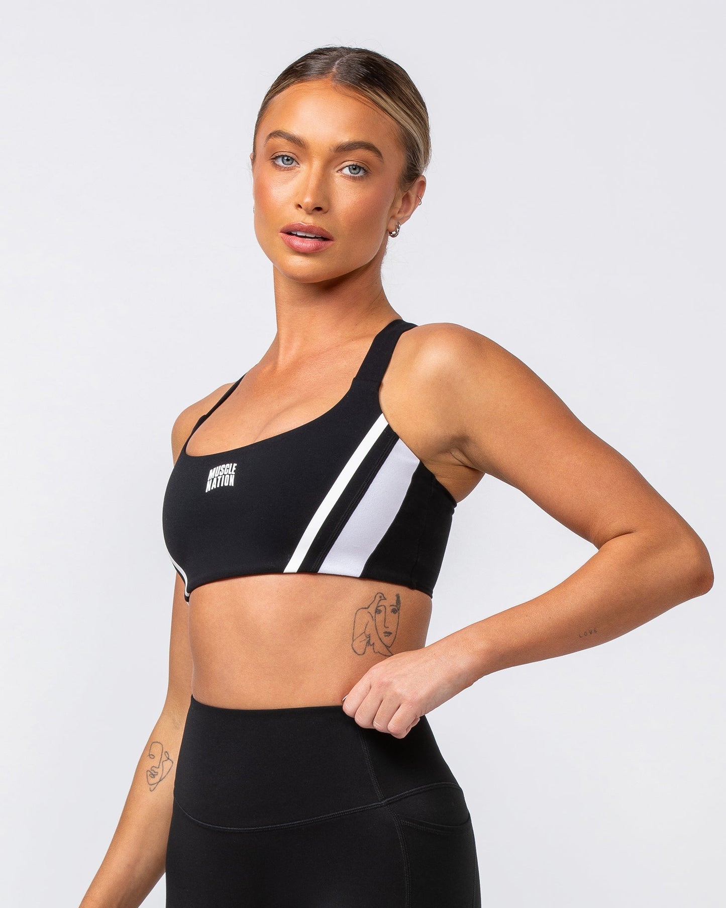 Precision Bra - Black / White-Sports Bras-XXS-082418BLKWHT-XXS-MNAPPRL32088-4-Muscle Nation