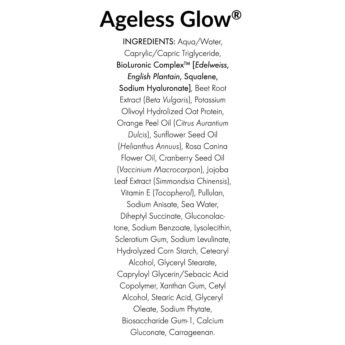 Ageless Glow Ingredients||aria-describedby="text-alternative-glow-suppfacts"