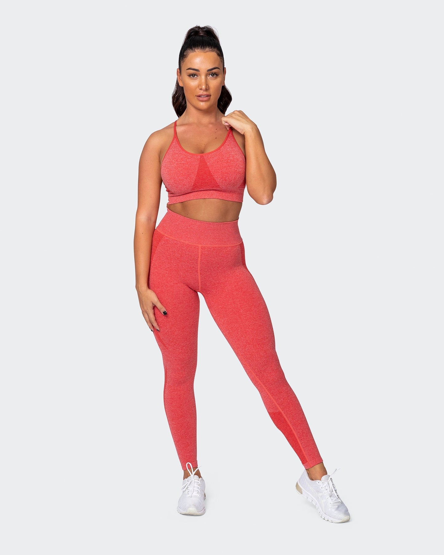 All Day Strap Seamless Bra - Poppy Marl-Sports Bras-XS-MNAPPRL9222-MNAPPRL9222-8-Muscle Nation