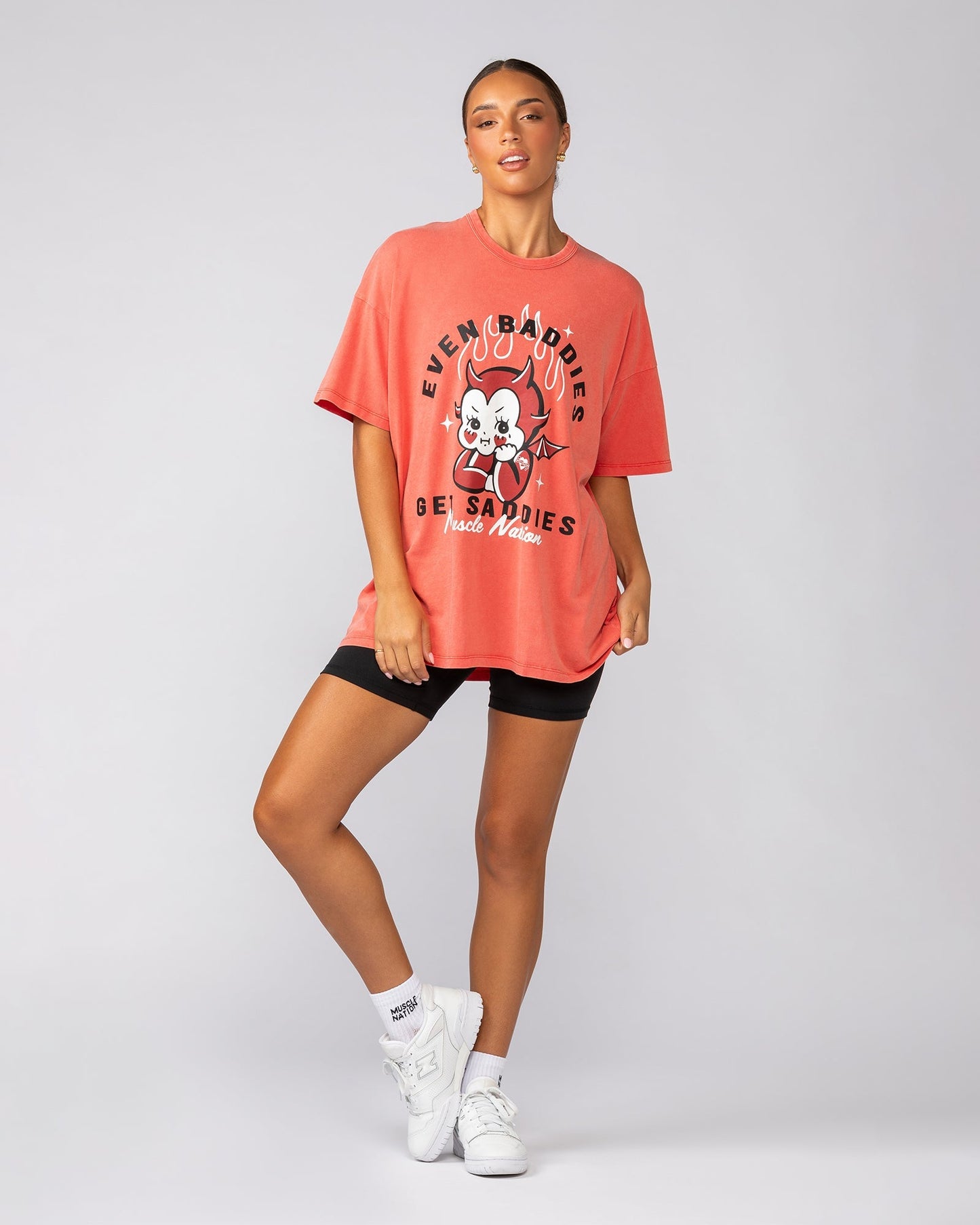 Baddies Oversized Vintage Tee - Washed Salsa-T-Shirts-XXS-042537WSLSA-XXS-MNAPPRL41064-5-Muscle Nation
