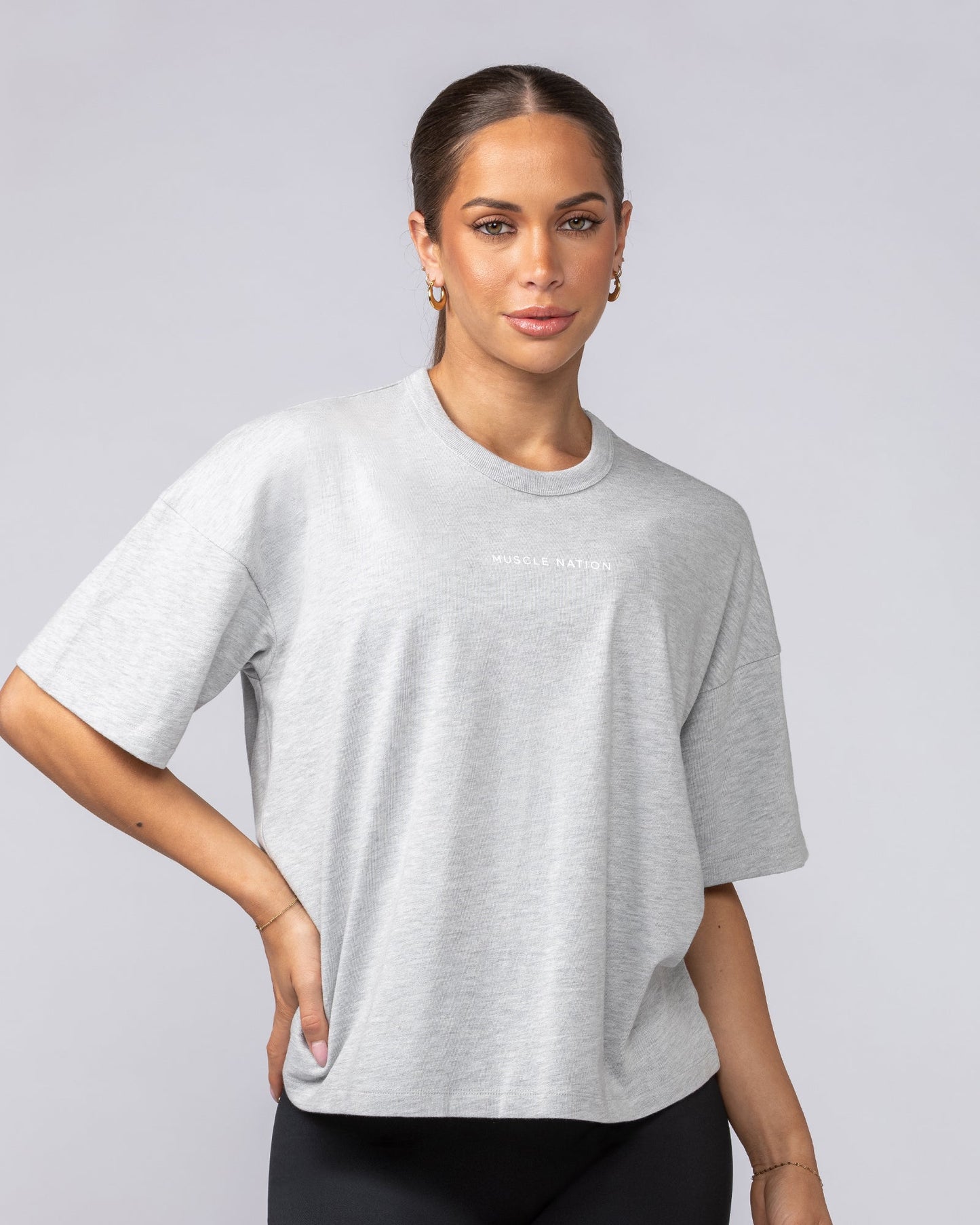 Boxy Fit Tee - Ice Grey Marl-T-Shirts-XXS-062512ICGRYMRL-XXS-MNAPPRL43109-1-Muscle Nation