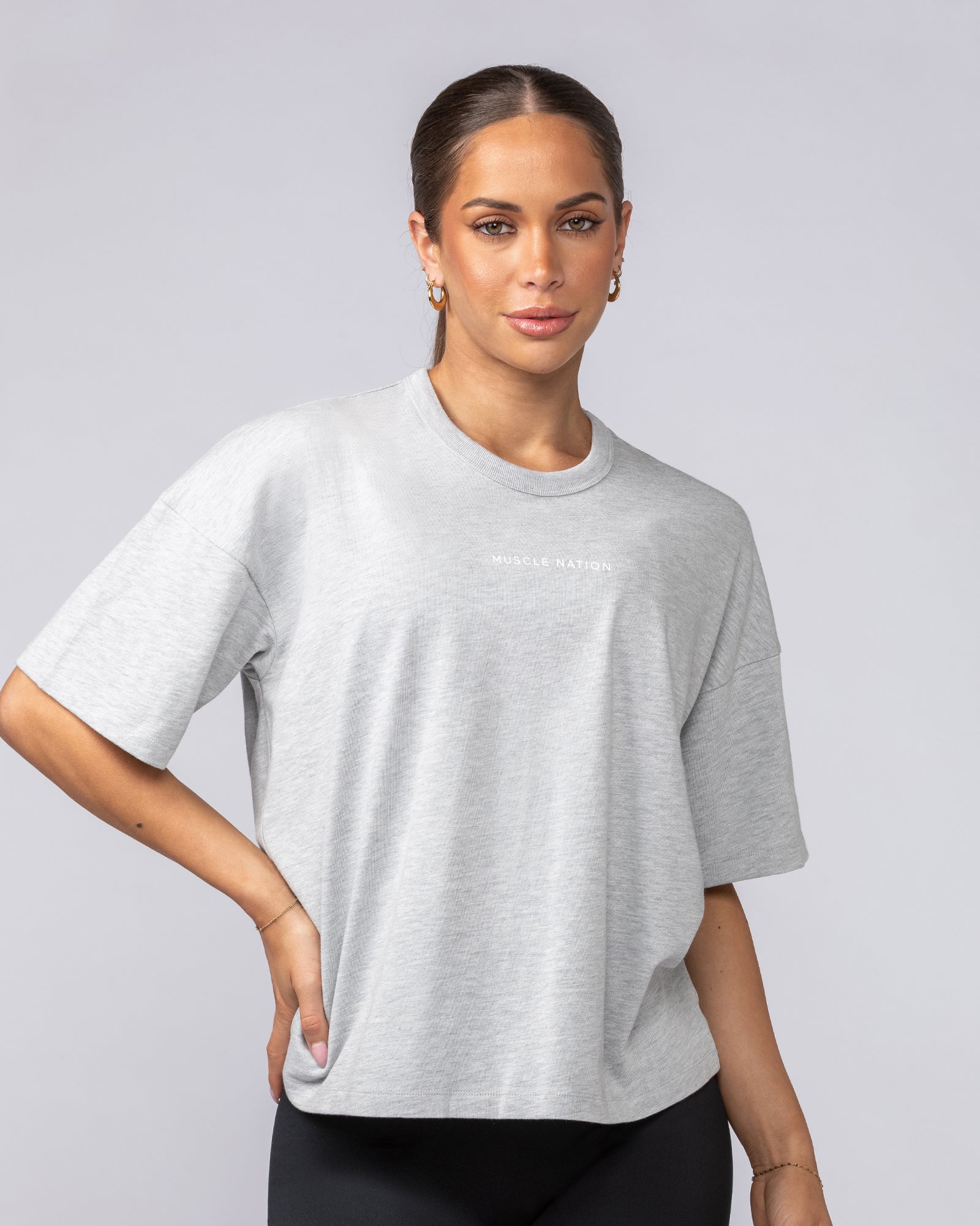 Boxy Fit Tee - Ice Grey Marl-T-Shirts-XXS-062512ICGRYMRL-XXS-MNAPPRL43109-1-Muscle Nation
