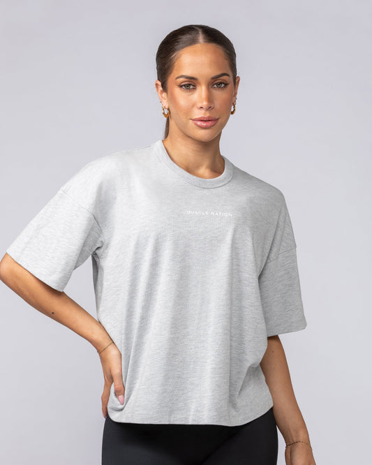 Boxy Fit Tee - Ice Grey Marl-T-Shirts-XXS-062512ICGRYMRL-XXS-MNAPPRL43109-1-Muscle Nation