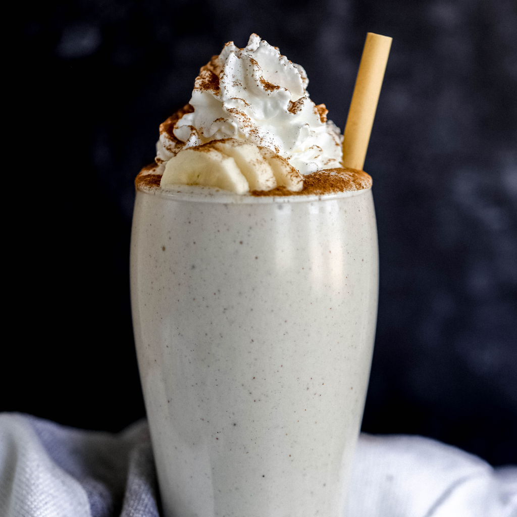 Banana protein powder milkshake.