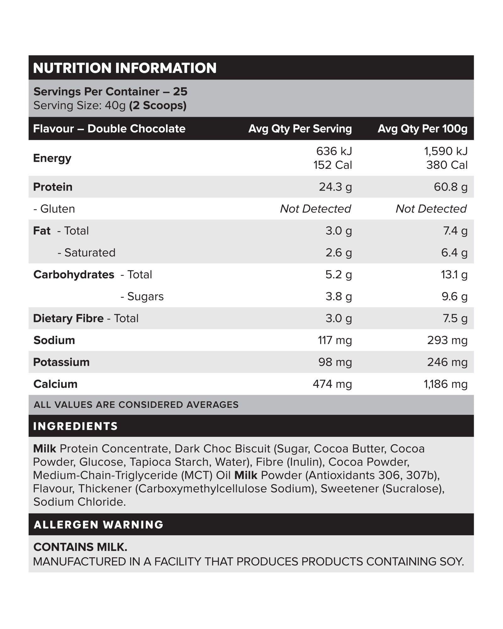 CUSTARD Casein Protein - Double Chocolate - 25 serves-CUSTARD Casein Powder-MNSUPPS0119-9359054001404-2-Muscle Nation
