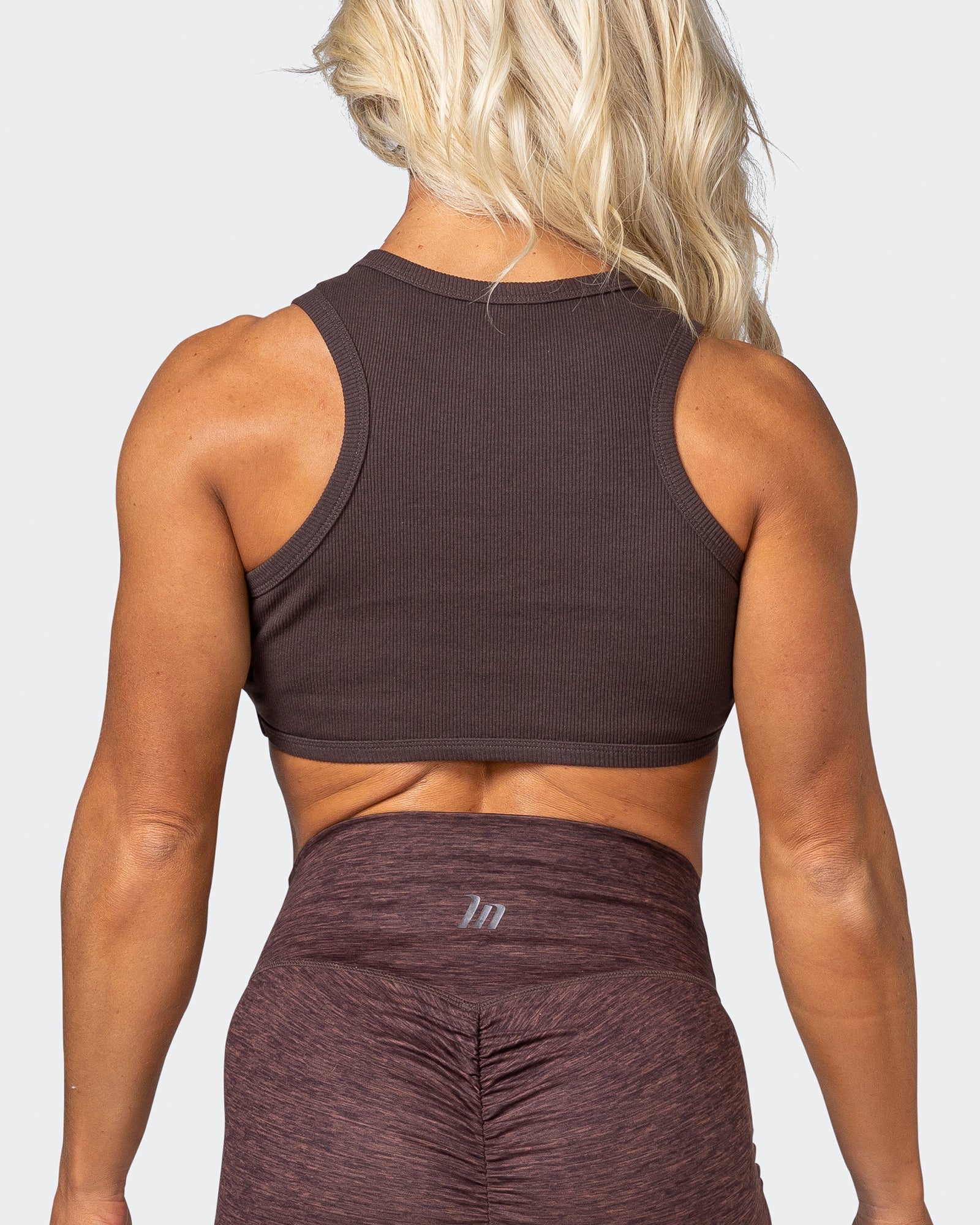 HBxMN Bliss Rib Cropped Tank - Cocoa-Singlets & Tanks-XXS-062202COCOA-XXS-MNAPPRL15798-6-Muscle Nation