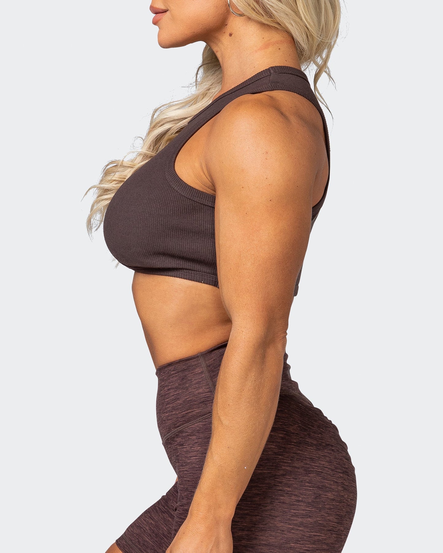 HBxMN Bliss Rib Cropped Tank - Cocoa-Singlets & Tanks-XXS-062202COCOA-XXS-MNAPPRL15798-4-Muscle Nation