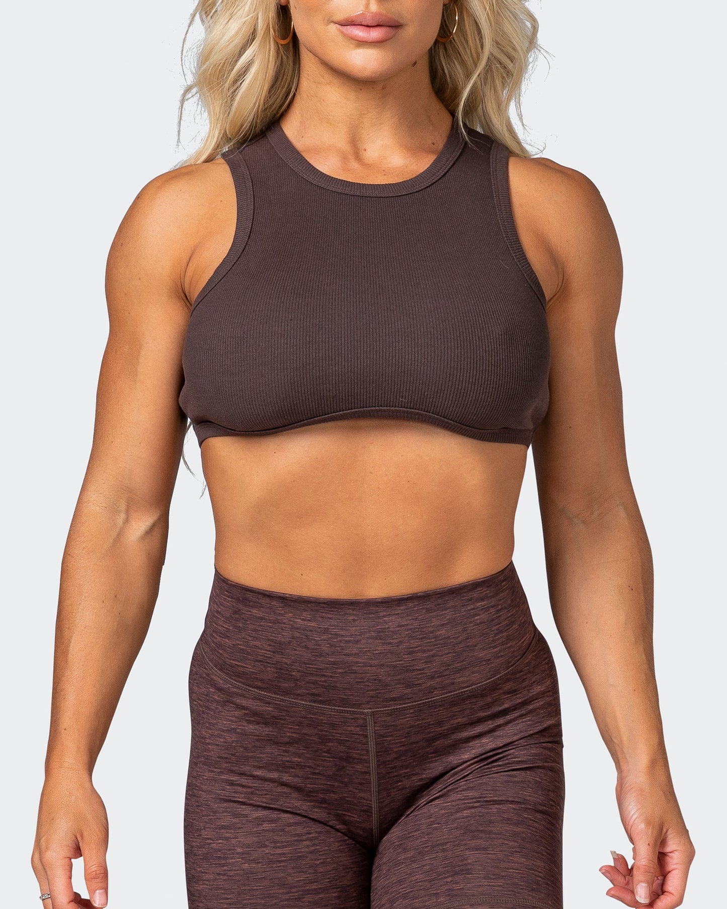 HBxMN Bliss Rib Cropped Tank - Cocoa-Singlets & Tanks-XXS-062202COCOA-XXS-MNAPPRL15798-2-Muscle Nation