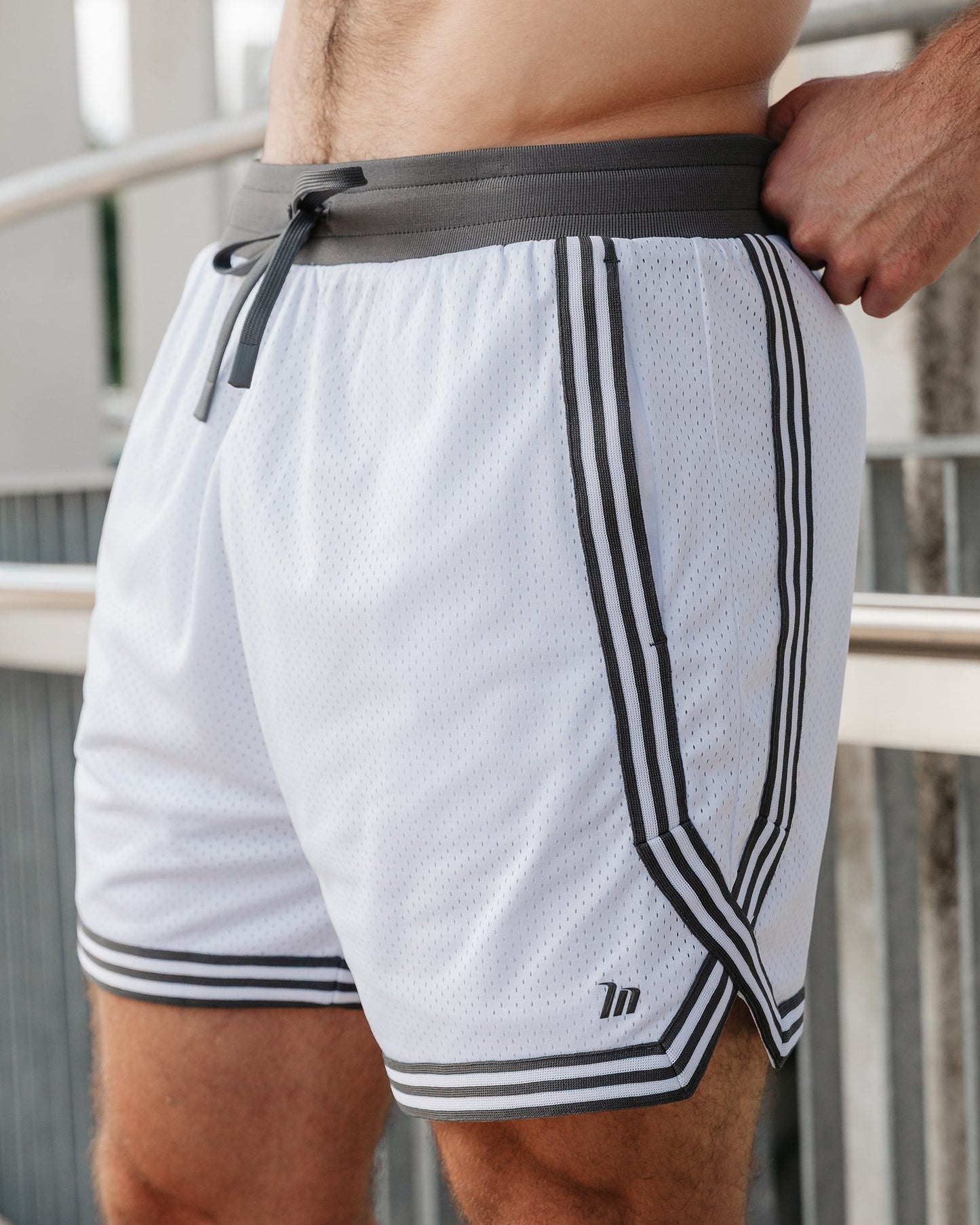 Courtside Basketball 5" Shorts - White-Shorts-S-042519WHT-S-MNAPPRL42029-1-Muscle Nation