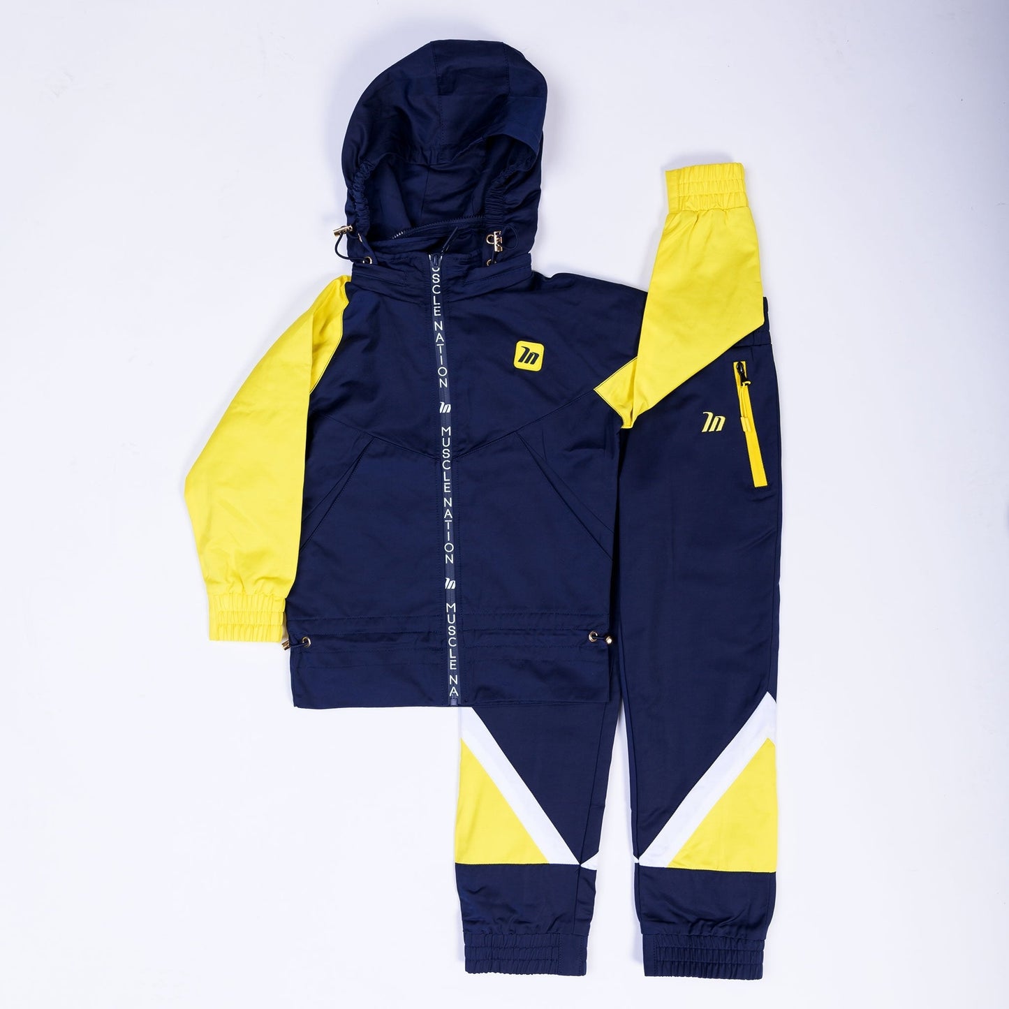 Kids MN Retro Tracksuit Jacket - Navy / Yellow-Kids-2-MNAPPRL4549-MNAPPRL4549-6-Muscle Nation