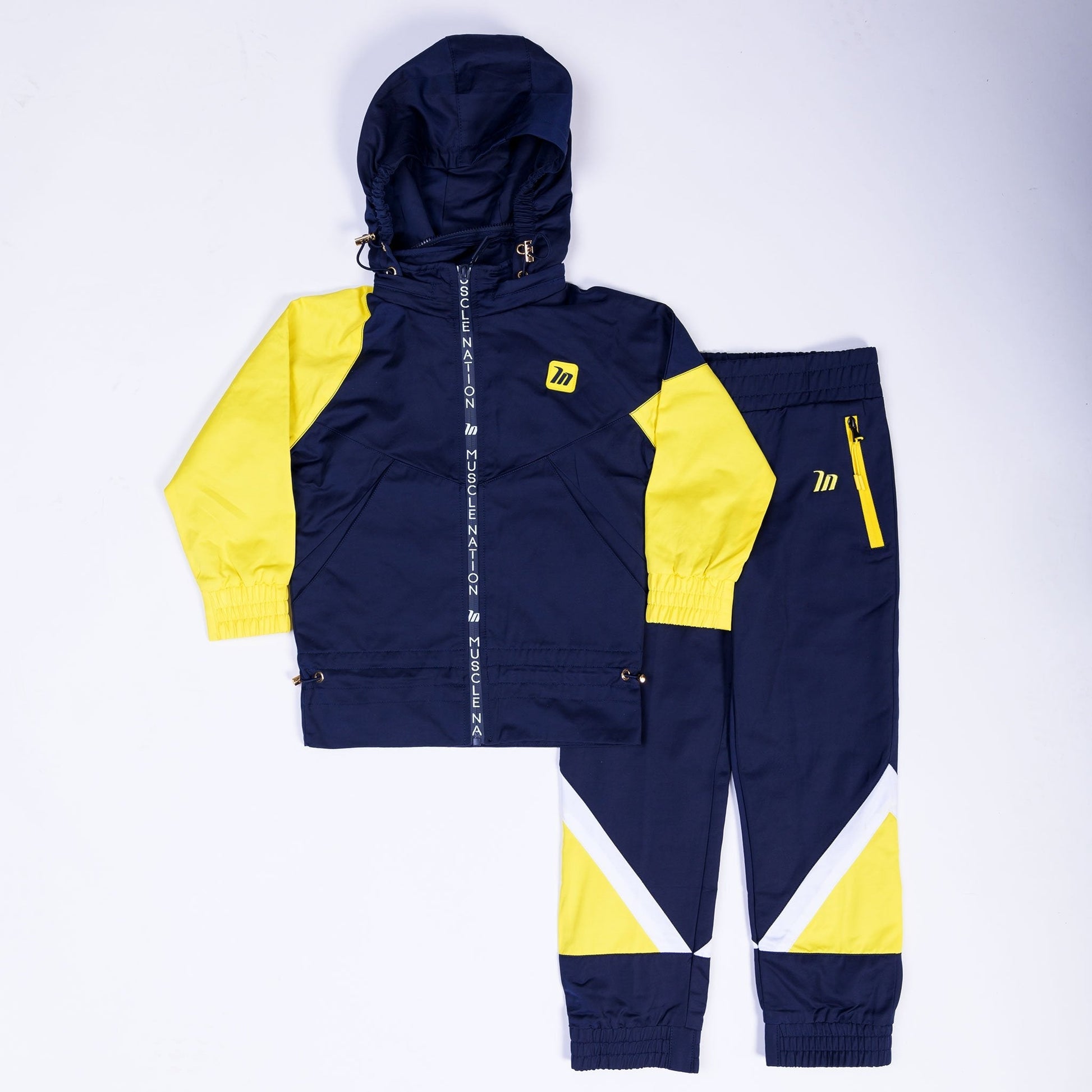 Kids MN Retro Tracksuit Jacket - Navy / Yellow-Kids-2-MNAPPRL4549-MNAPPRL4549-7-Muscle Nation
