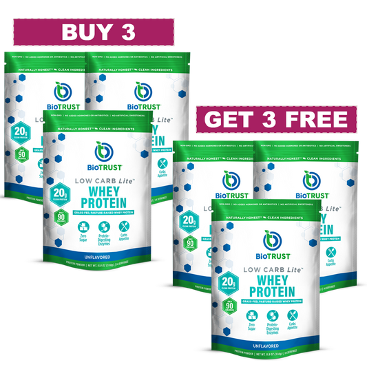 BUY 3 GET 3 FREE<br>LOW CARB LITE? UNFLAVORED PROTEIN POWDER