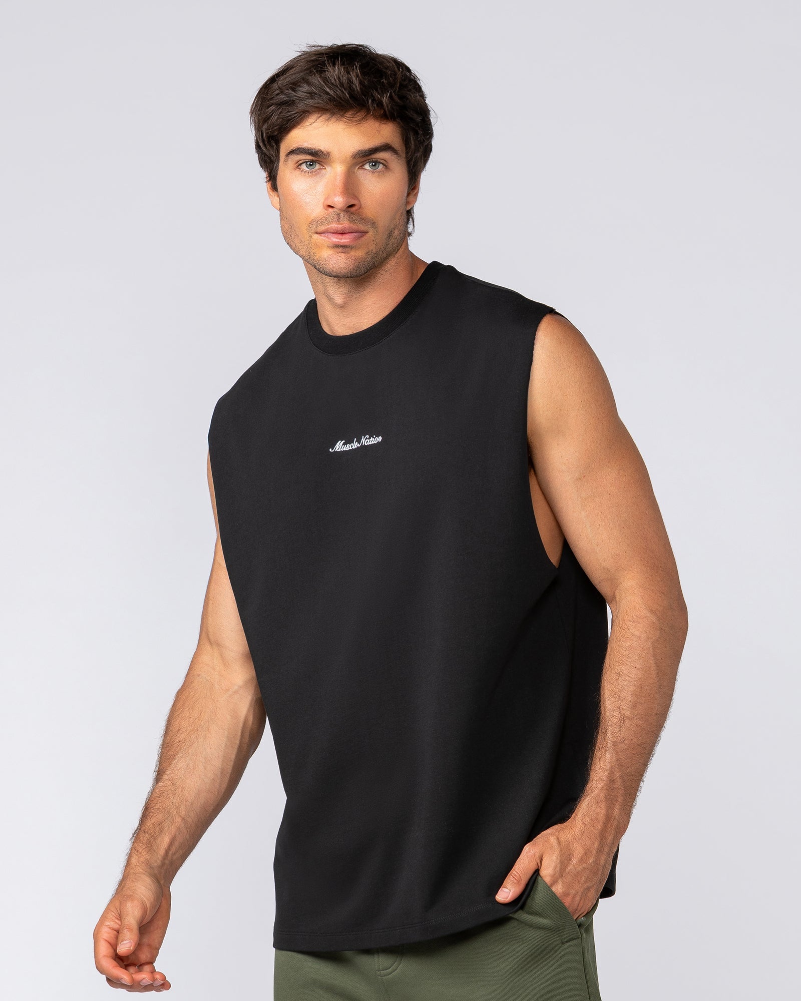 Loopback Muscle Tank - Black-Singlets & Tanks-S-042510BLK-S-MNAPPRL41852-2-Muscle Nation
