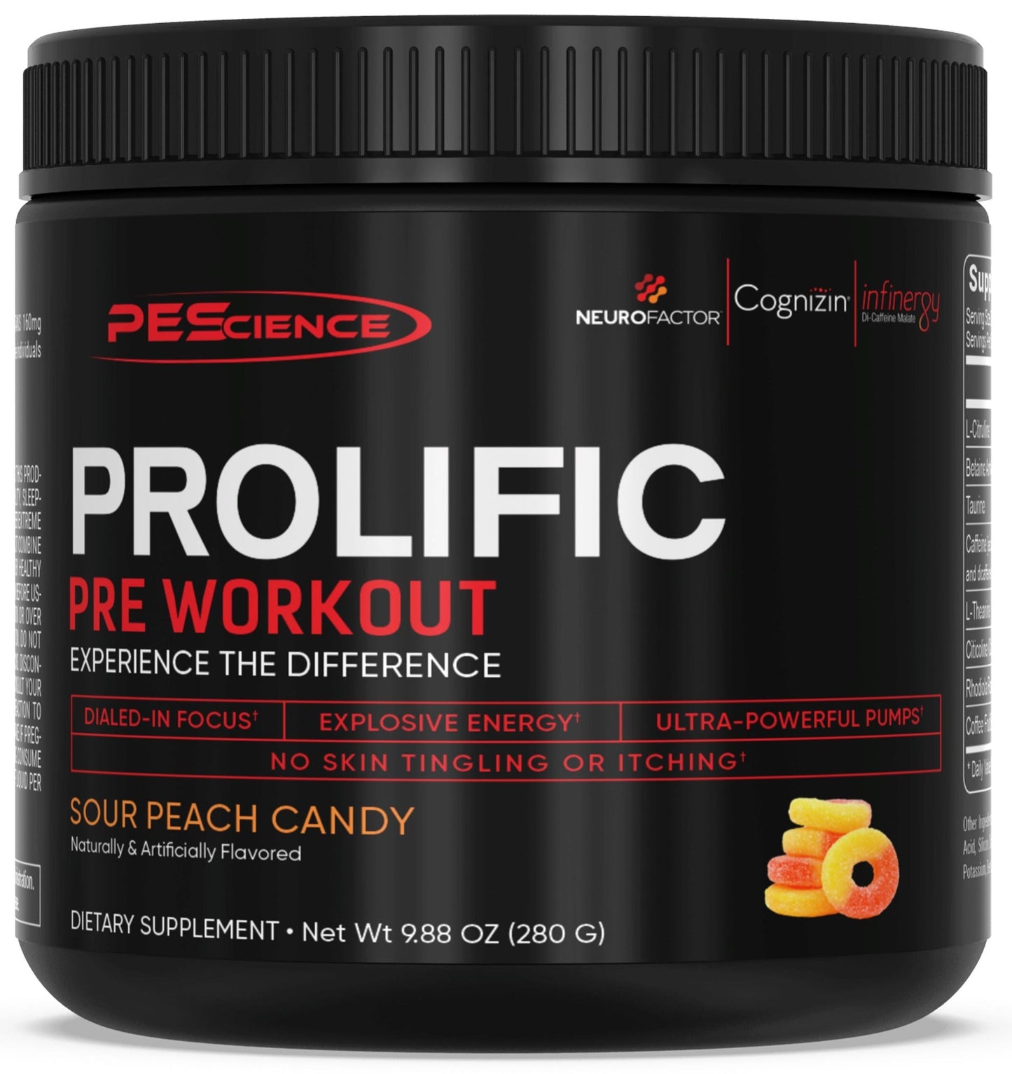 PEScience Prolific Pre-Workout Sour Peach Candy 40