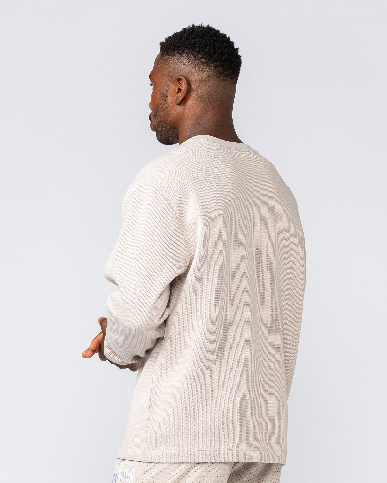 Rib Long Sleeve Tee - Cream-Long Sleeve T-Shirts-XS-032516CREAM-XS-MNAPPRL41301-4-Muscle Nation