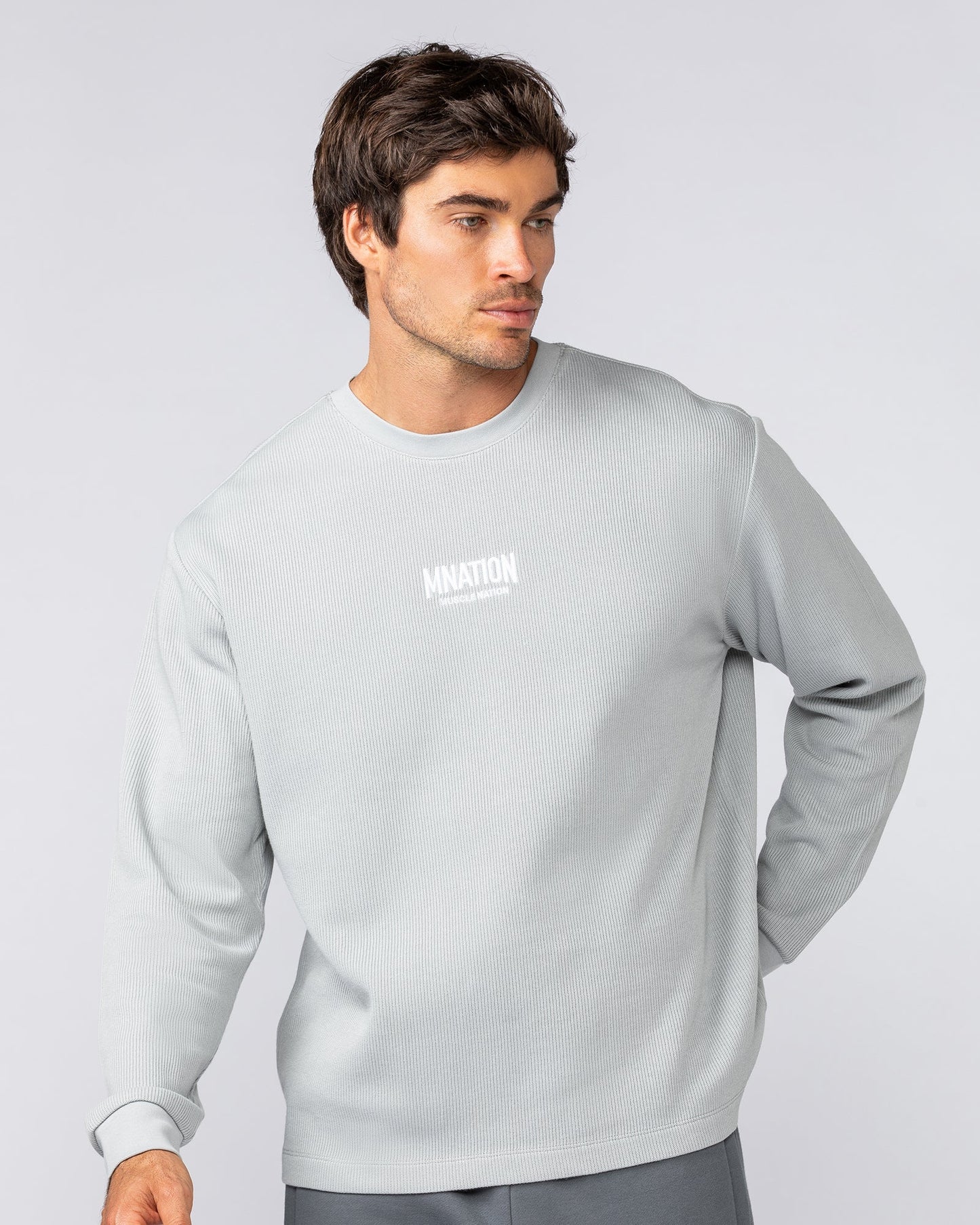 Rib Long Sleeve Tee - Light Grey-Long Sleeve T-Shirts-XS-032516LTGRY-XS-MNAPPRL41293-1-Muscle Nation