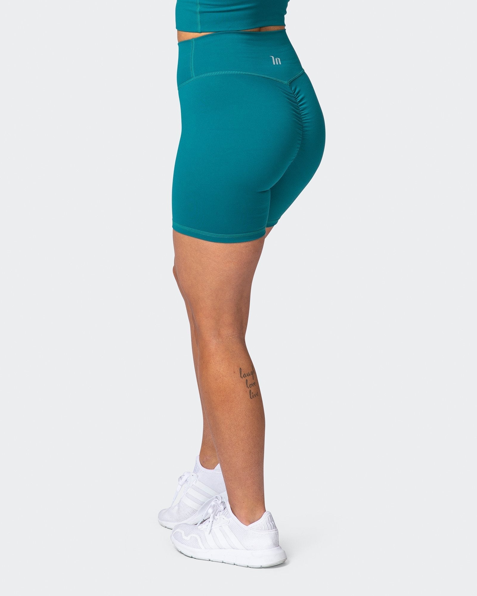 Signature Scrunch Bike Shorts - Teal-Shorts-XXS-MNAPPRL7718-MNAPPRL7718-3-Muscle Nation
