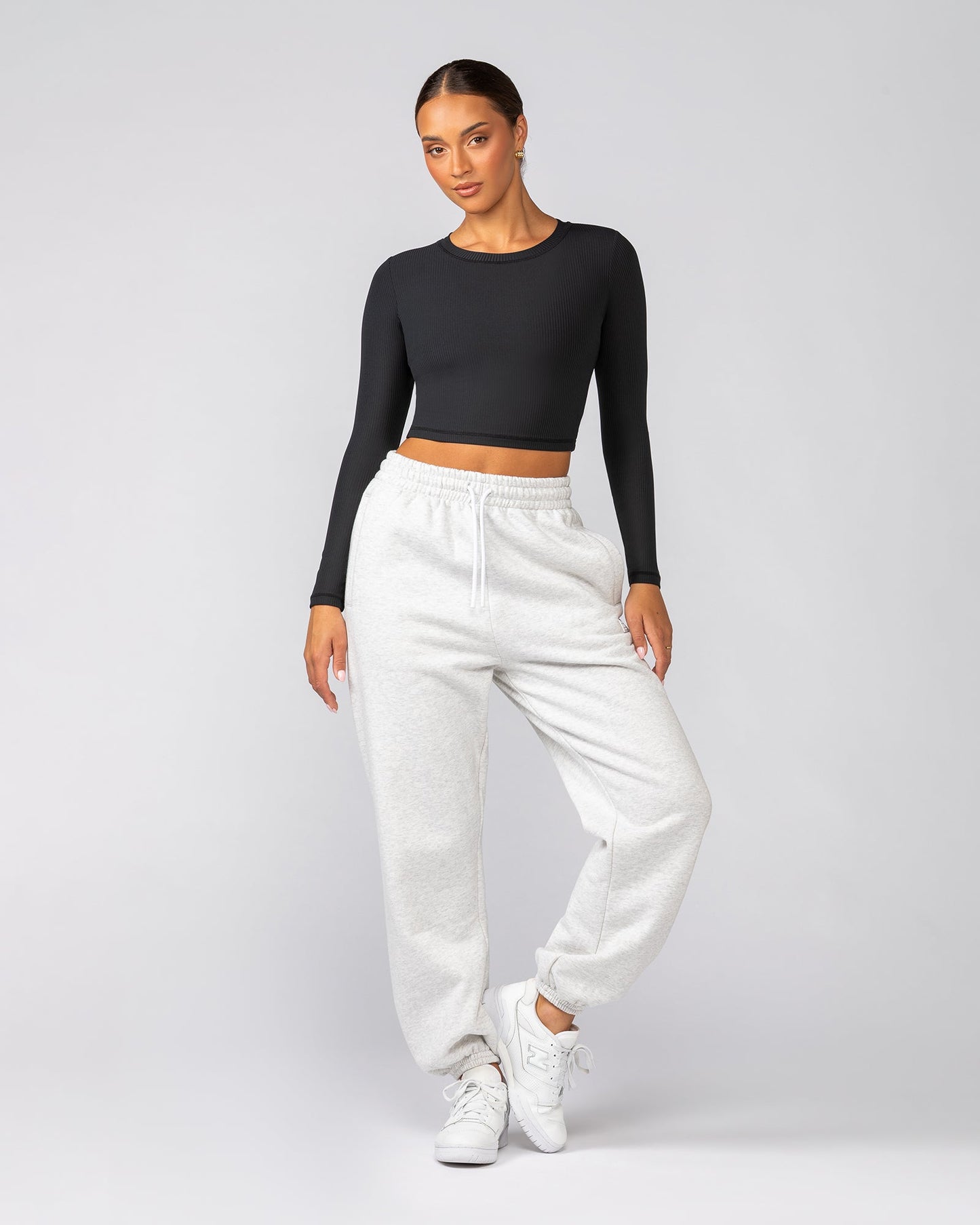Sculpted Rib Long Sleeve Top - Black-Tops-XXS-022535BLK-XXS-MNAPPRL40770-6-Muscle Nation