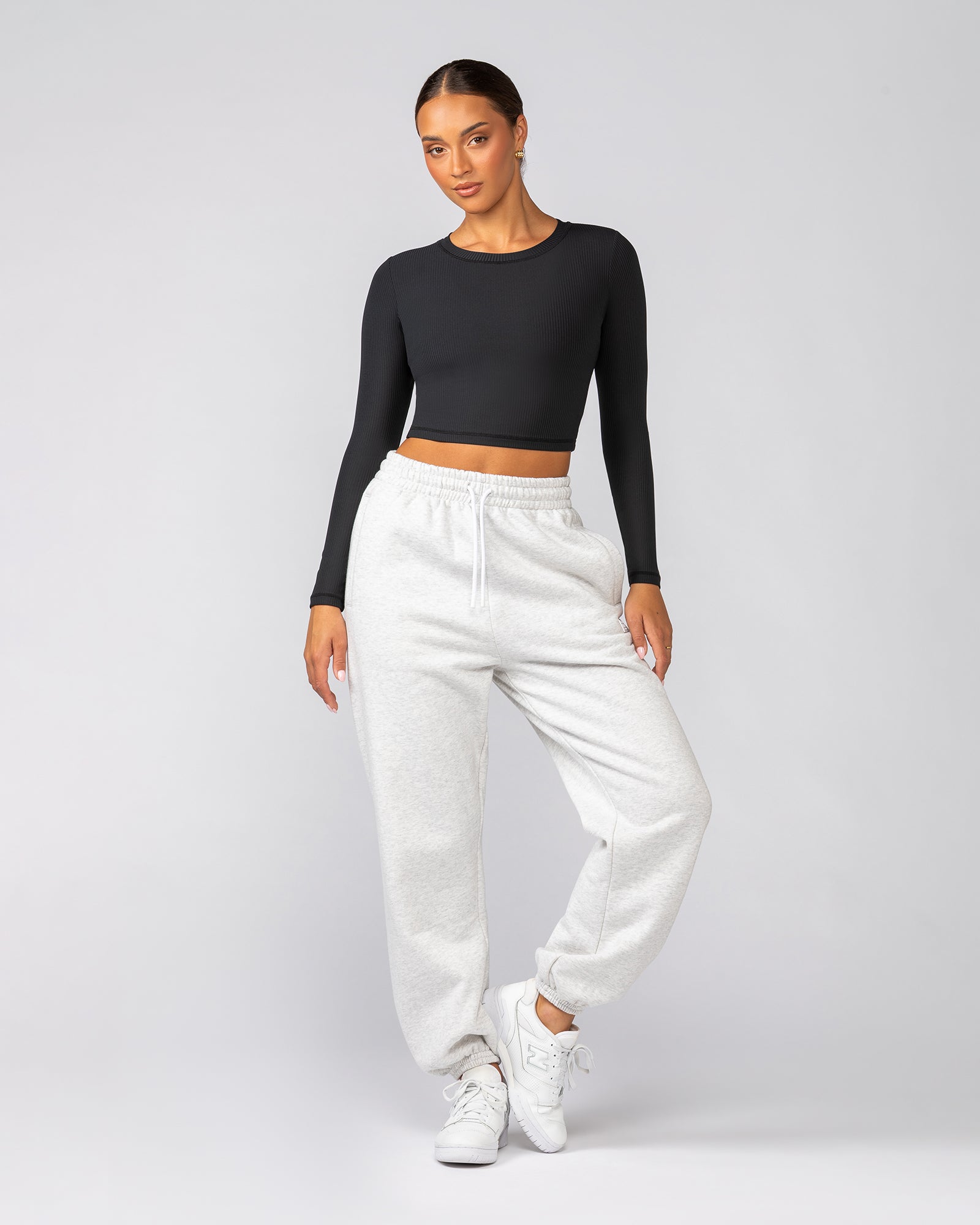 Sculpted Rib Long Sleeve Top - Black-Tops-XXS-022535BLK-XXS-MNAPPRL40770-6-Muscle Nation