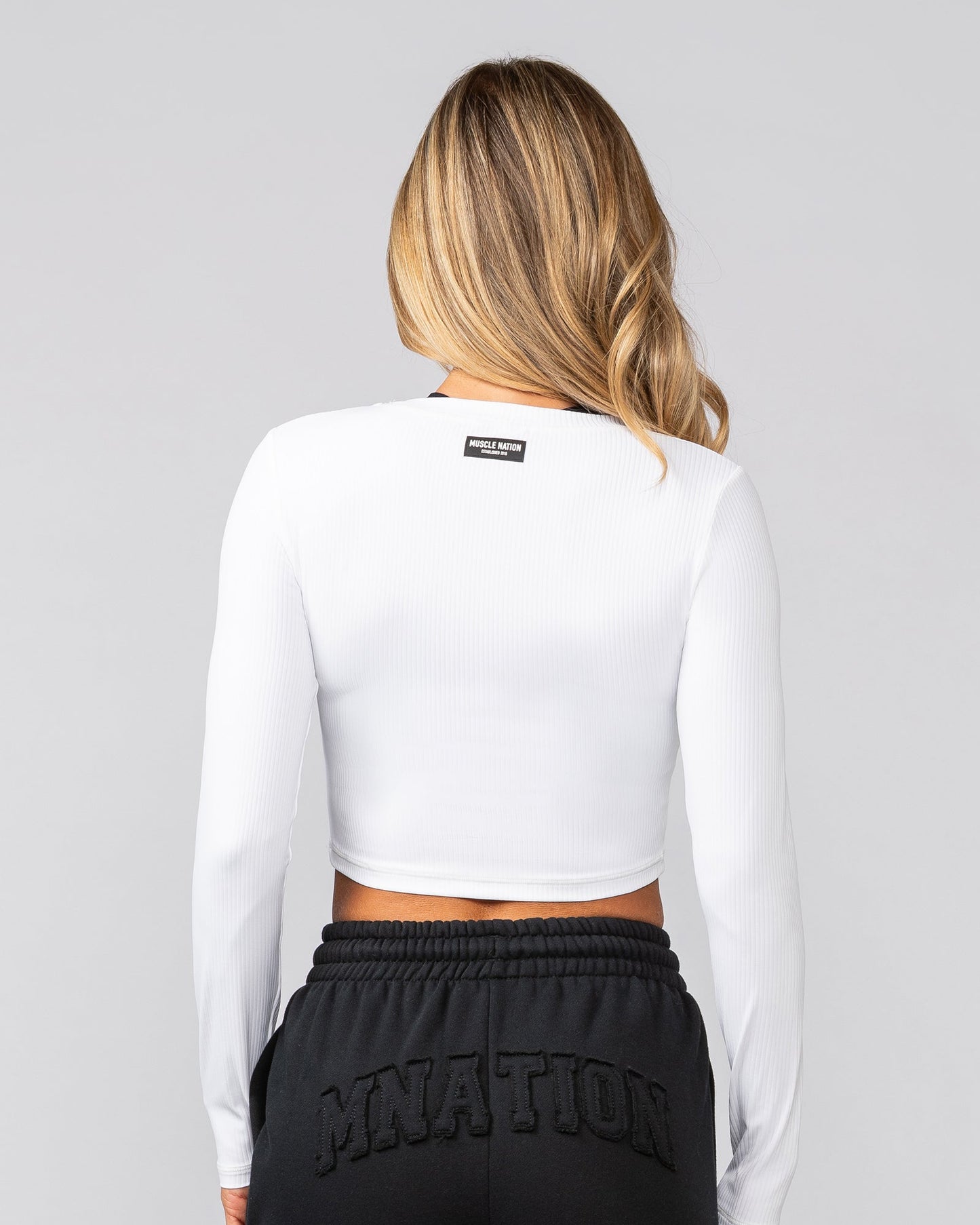 Sculpted Rib Long Sleeve Top - White-Tops-XXS-022535WHT-XXS-MNAPPRL40778-5-Muscle Nation