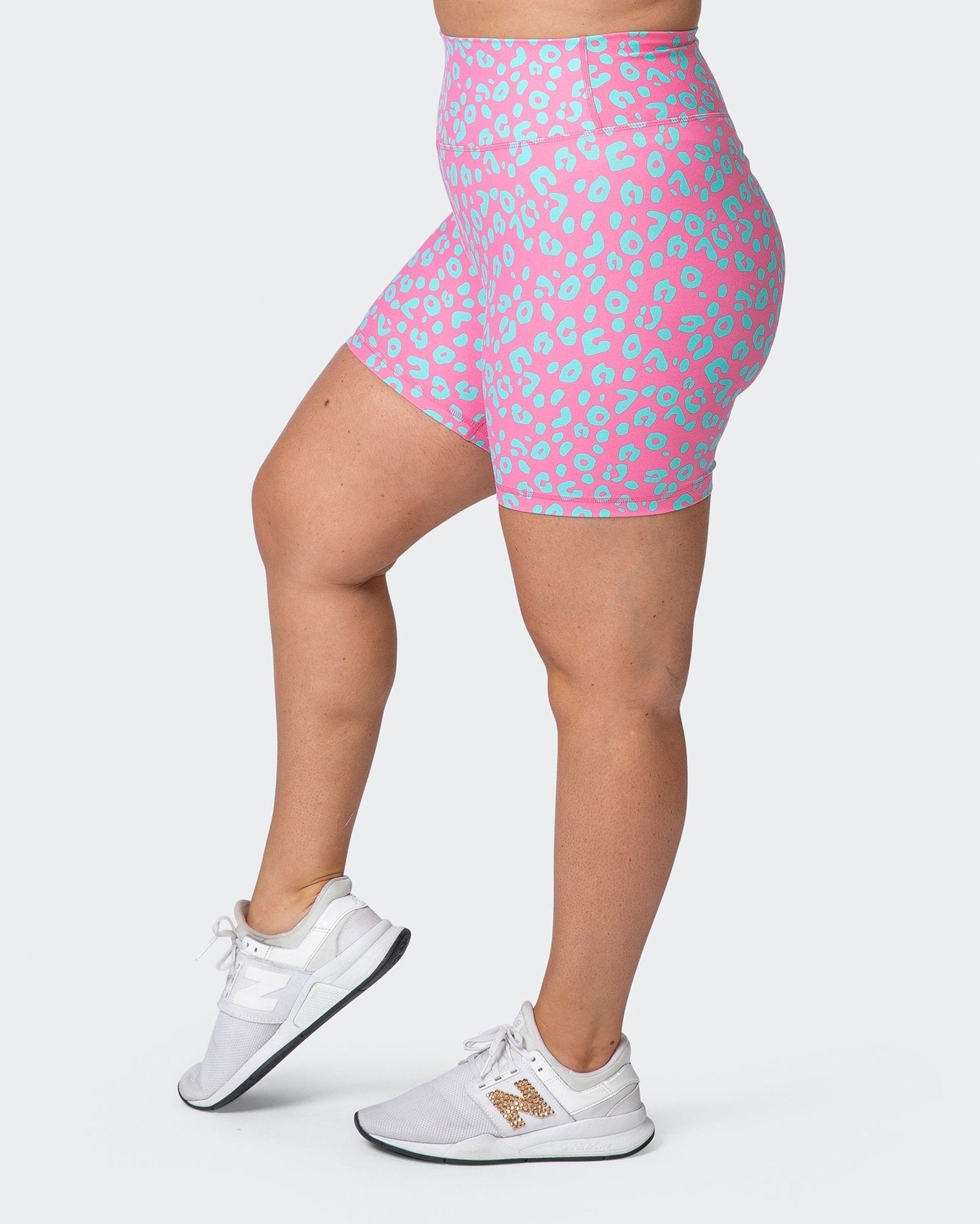 Signature Scrunch Bike Shorts - Cotton Candy Cheetah Print-Shorts-XXS-112114CCCHET-XXS-MNAPPRL12189-4-Muscle Nation