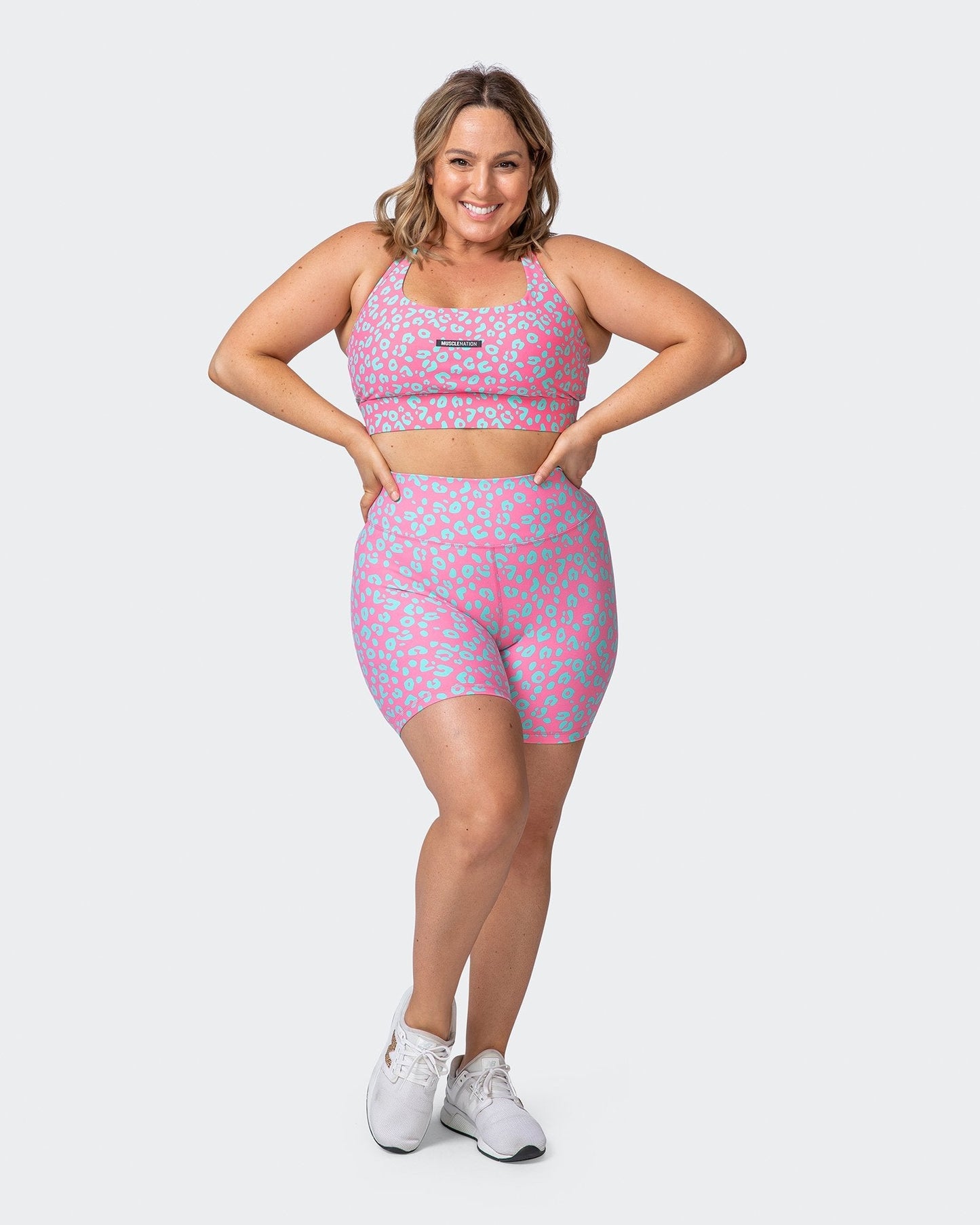 Signature Scrunch Bike Shorts - Cotton Candy Cheetah Print-Shorts-XXS-112114CCCHET-XXS-MNAPPRL12189-7-Muscle Nation