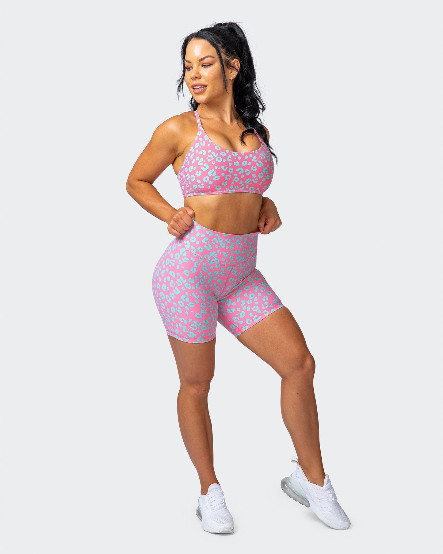 Signature Scrunch Bike Shorts - Cotton Candy Cheetah Print-Shorts-XXS-112114CCCHET-XXS-MNAPPRL12189-8-Muscle Nation