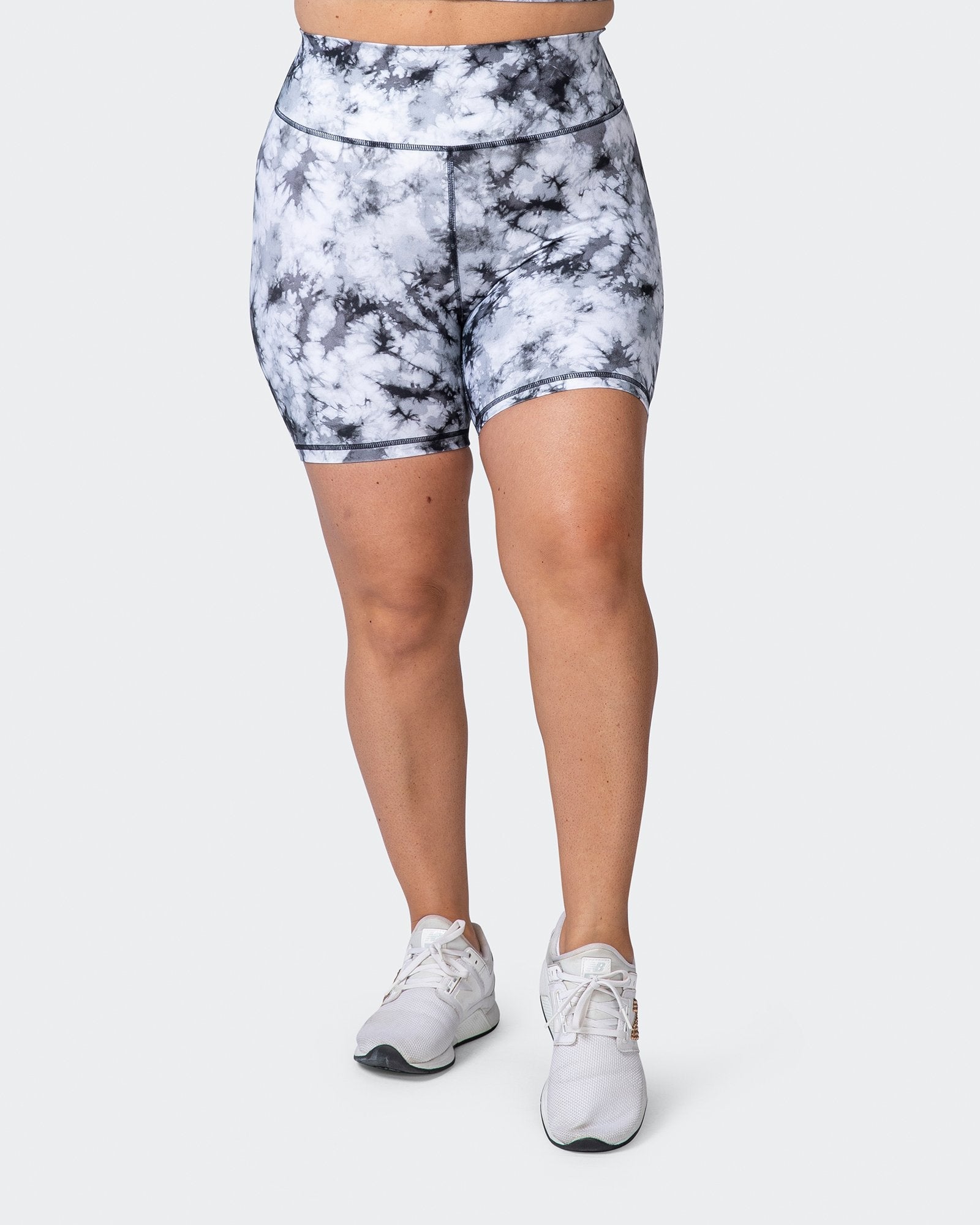 Signature Scrunch Bike Shorts - Grey Black Tie Dye Print-Shorts-XXS-112114GBTIE-XXS-MNAPPRL12203-3-Muscle Nation
