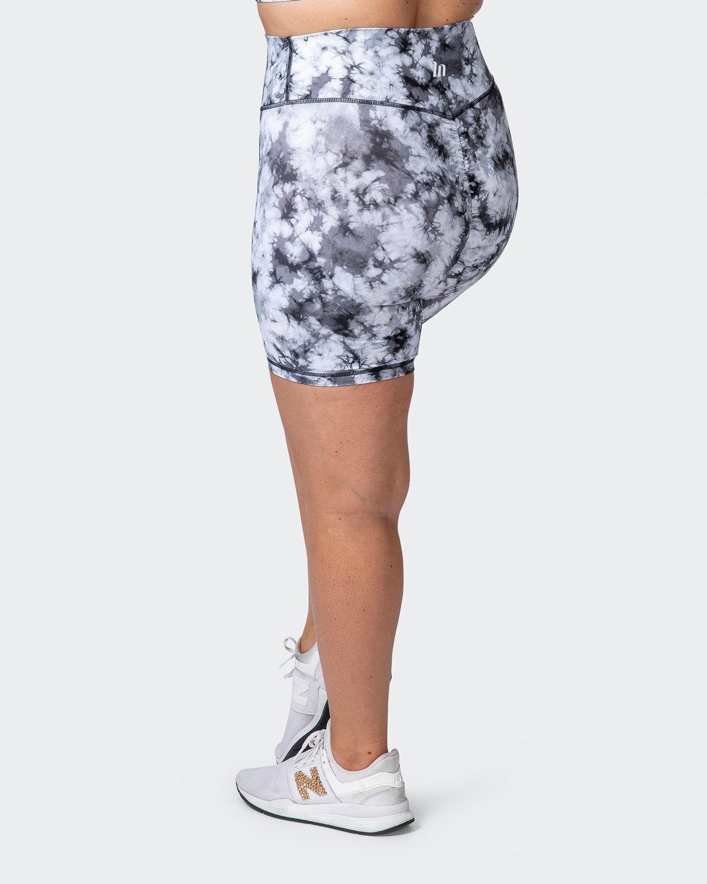 Signature Scrunch Bike Shorts - Grey Black Tie Dye Print-Shorts-XXS-112114GBTIE-XXS-MNAPPRL12203-4-Muscle Nation