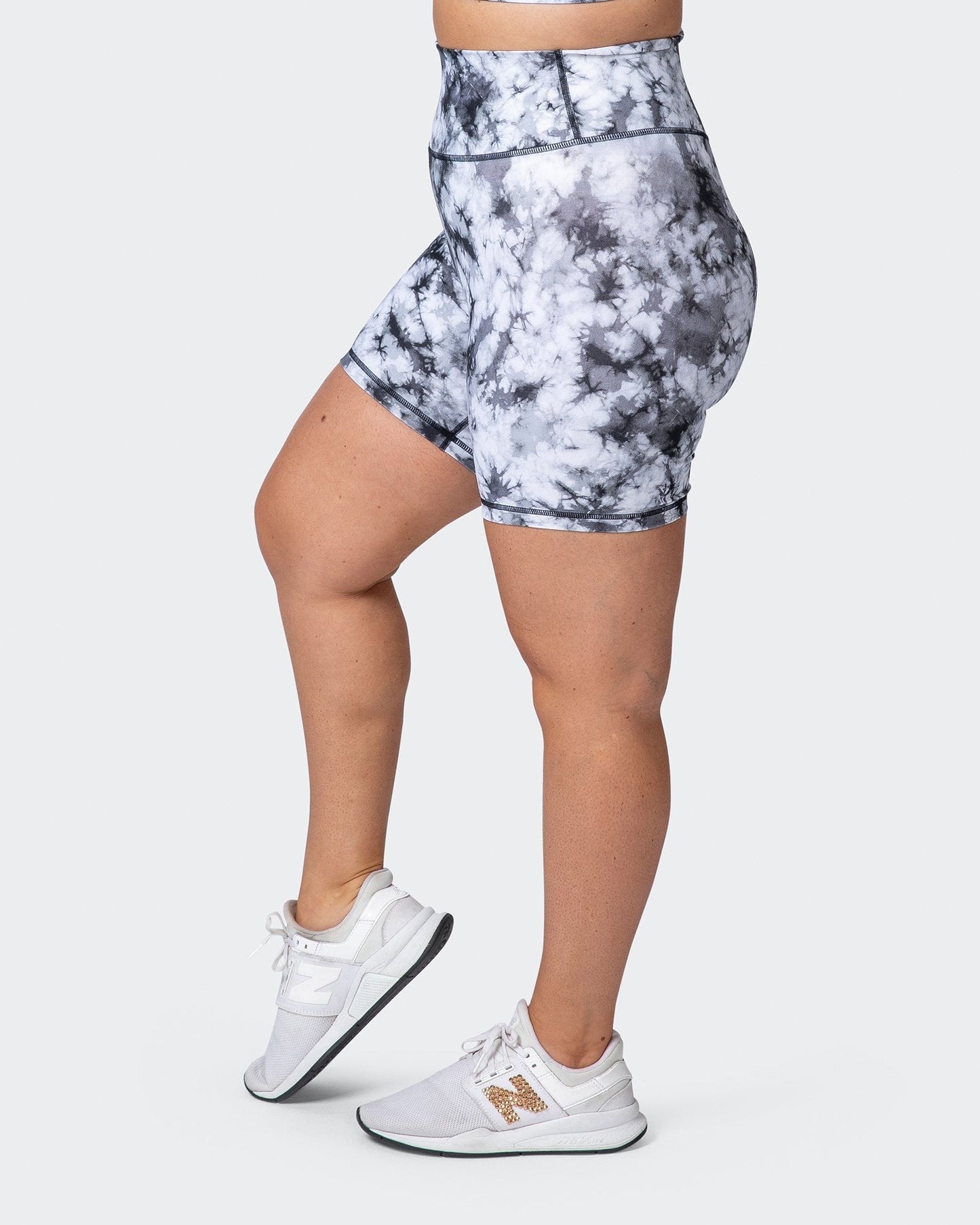 Signature Scrunch Bike Shorts - Grey Black Tie Dye Print-Shorts-XXS-112114GBTIE-XXS-MNAPPRL12203-5-Muscle Nation