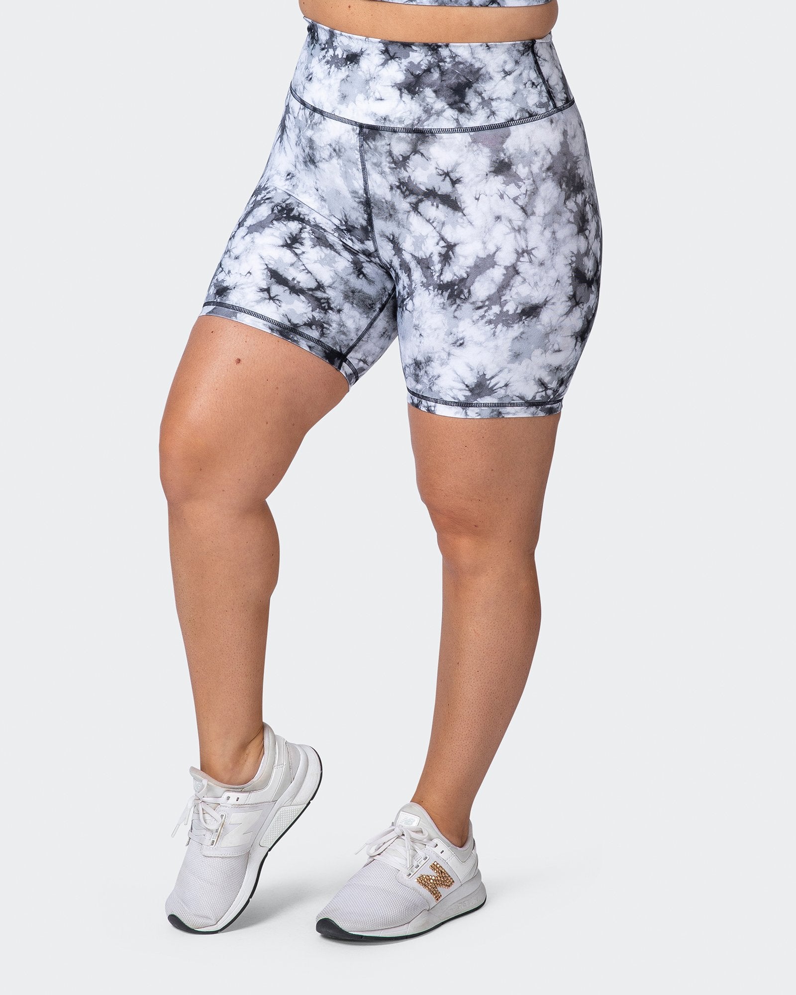 Signature Scrunch Bike Shorts - Grey Black Tie Dye Print-Shorts-XXS-112114GBTIE-XXS-MNAPPRL12203-6-Muscle Nation