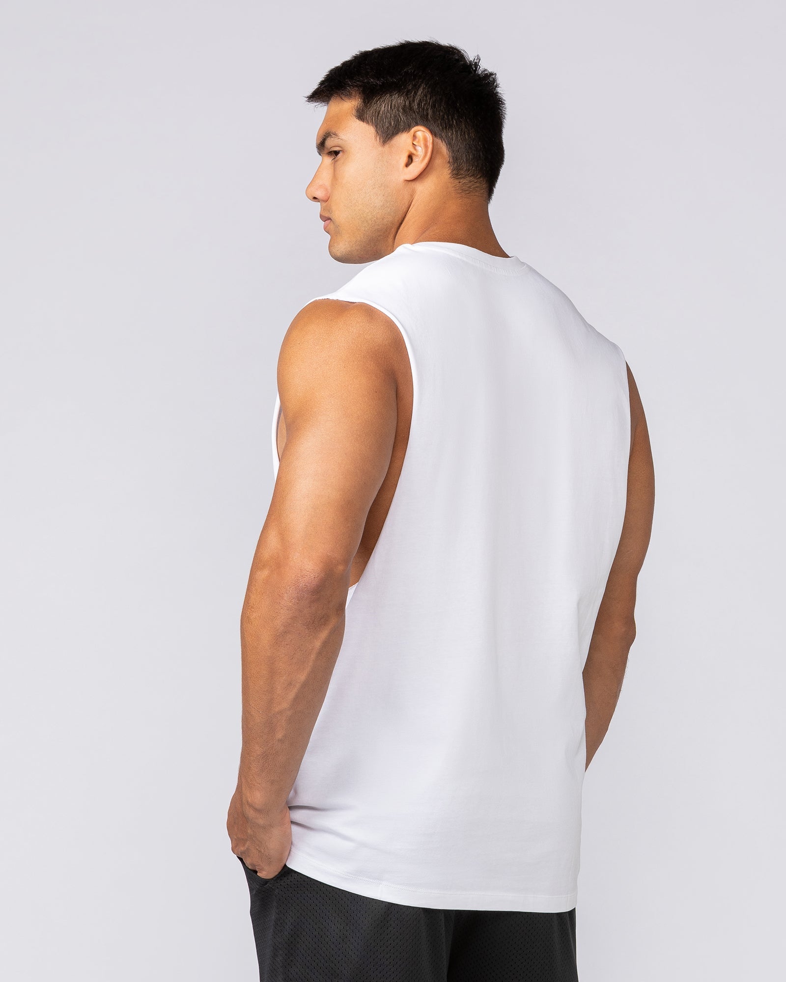 Varsity Training Drop Arm Tank - White-Singlets & Tanks-S-072503WHT-S-MNAPPRL44049-3-Muscle Nation