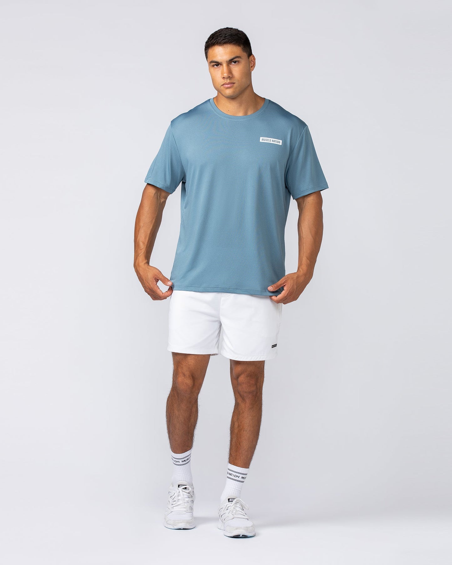 Relaxed Active Tee - Pale Thunder-T-Shirts-S-092409PLTHNDR-S-MNAPPRL40010-6-Muscle Nation