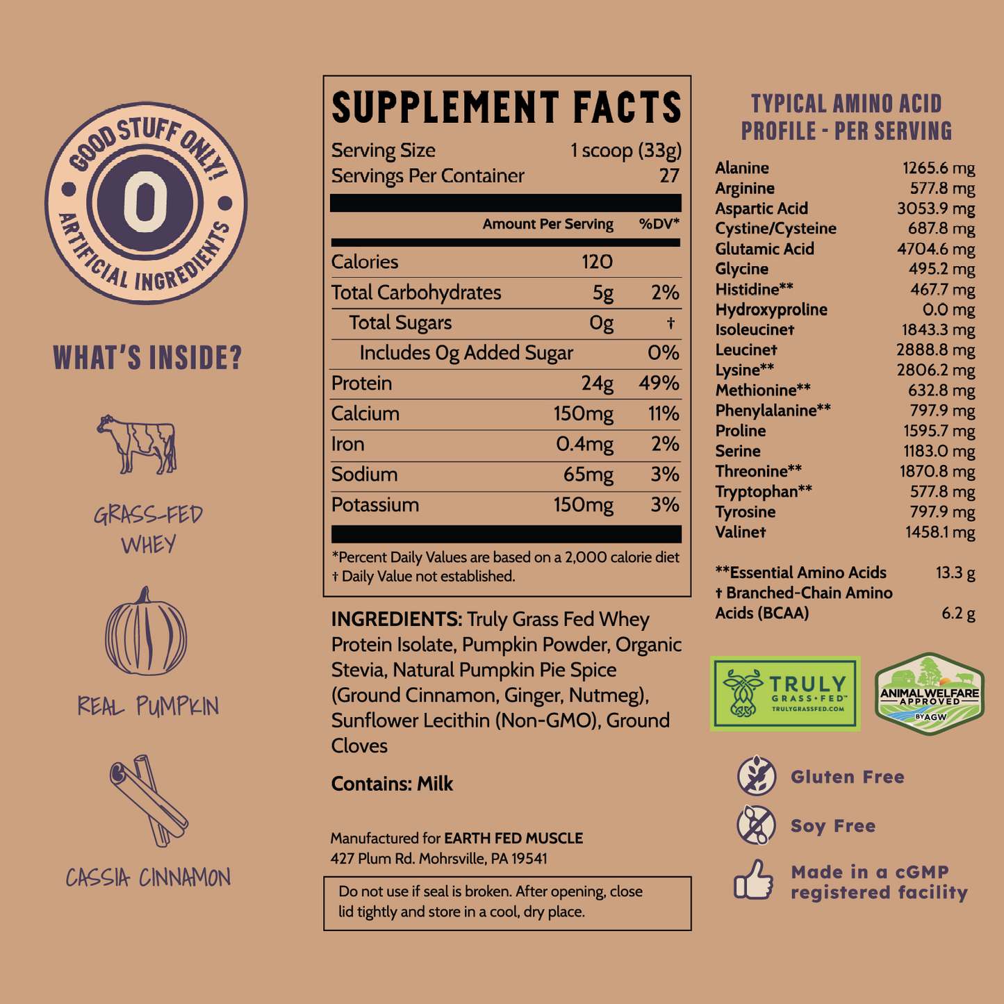 SEASONAL FLAVOR: WitchĄŻs Whey Pumpkin Spice Grass-Fed Whey Protein
